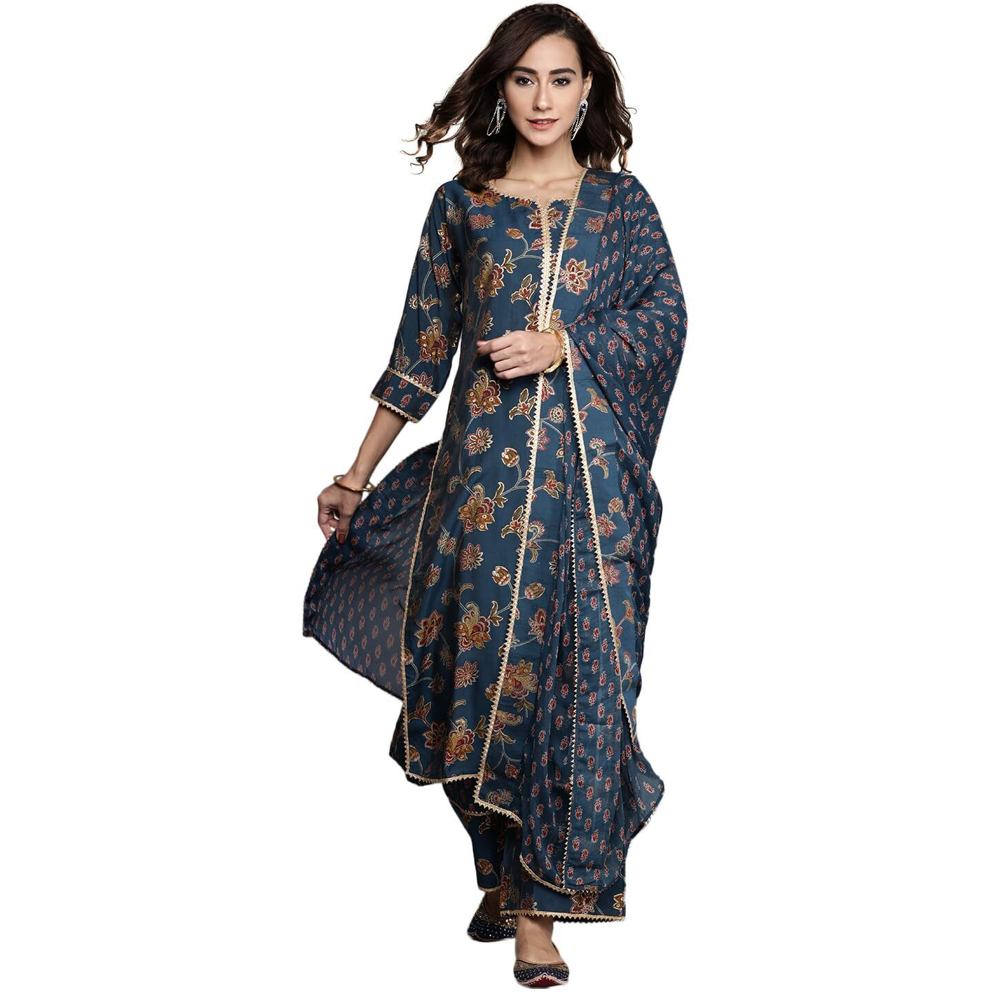 Libas Women's Silk Blend Kurta Set (20257O_Blue_Xs)