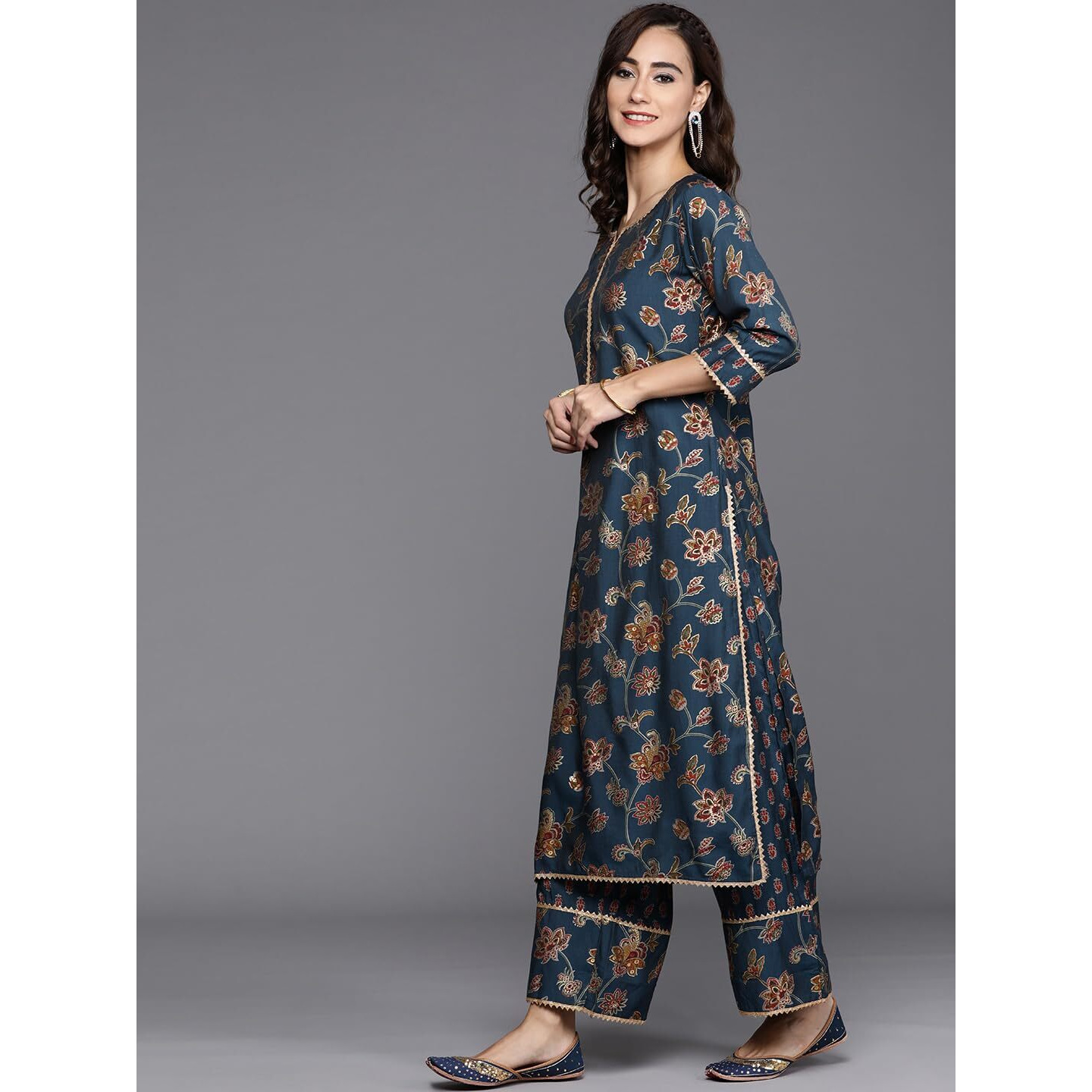 Libas Women's Silk Blend Kurta Set (20257O_Blue_S)
