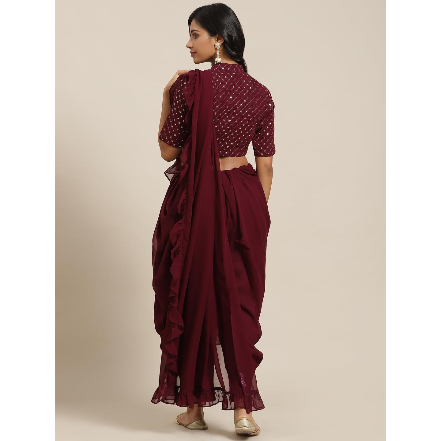 Libas Women's Pure Georgette Saree (20237O_Purple)