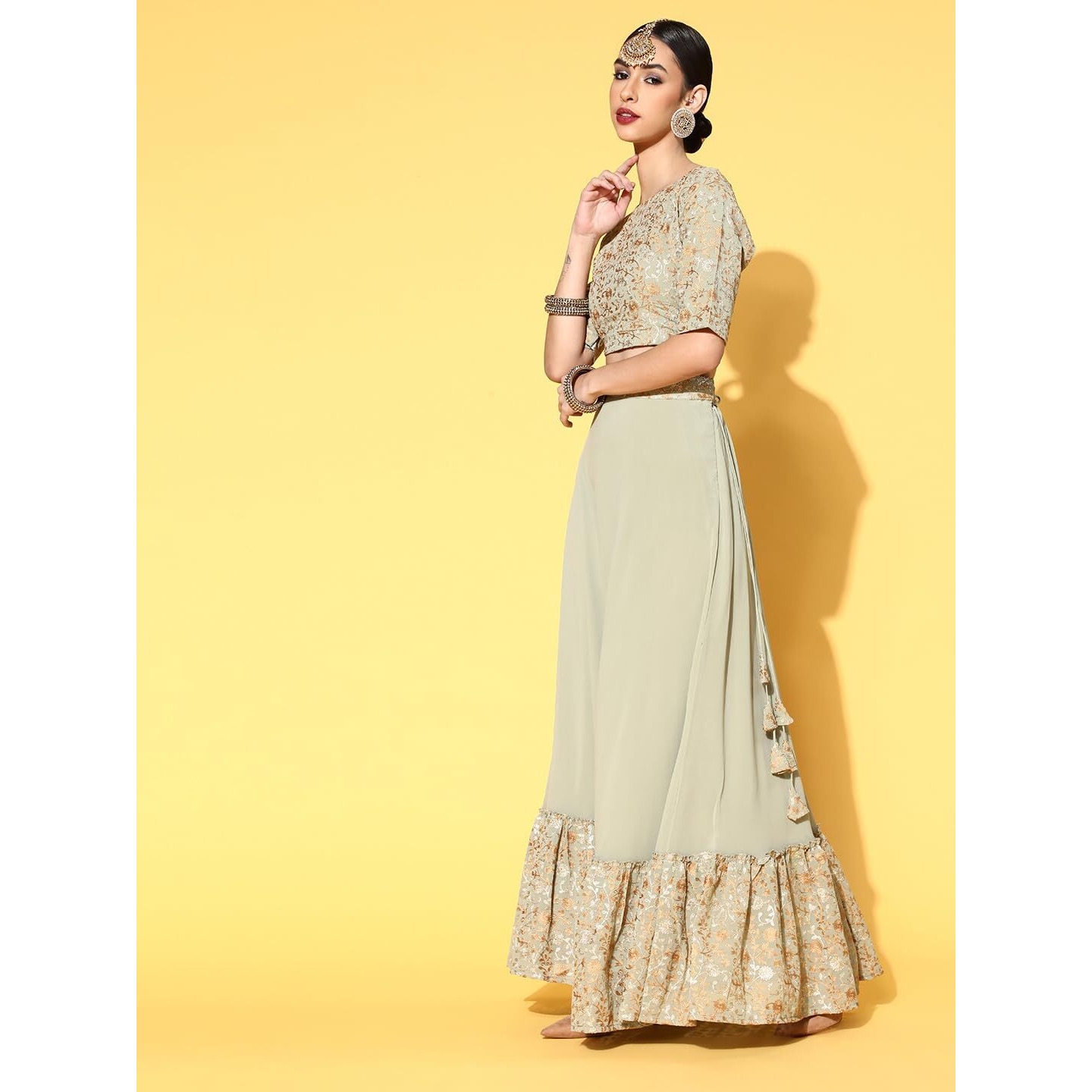 Libas Women's Poly Georgette Lehenga Set (20228O_Sea Green_Xxl)