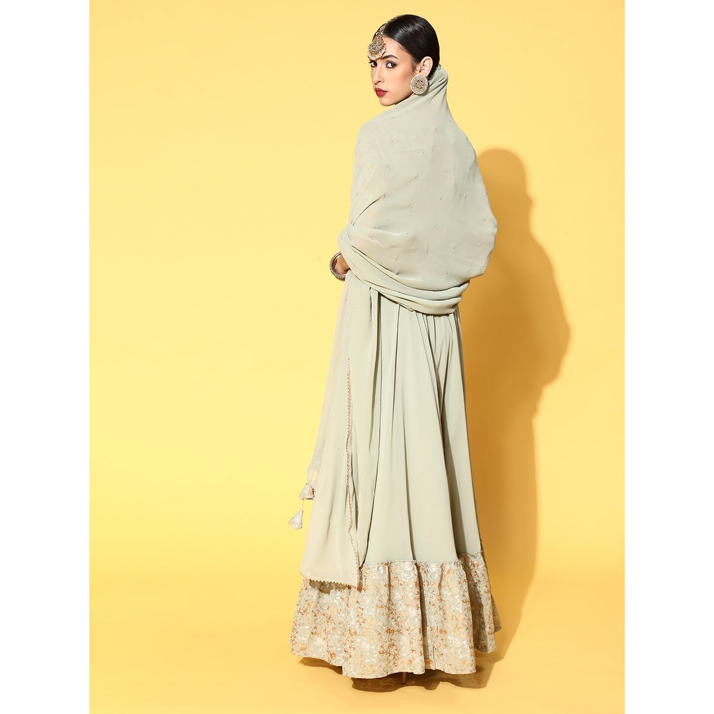 Libas Women's Poly Georgette Lehenga Set (20228O_Sea Green_Xxl)