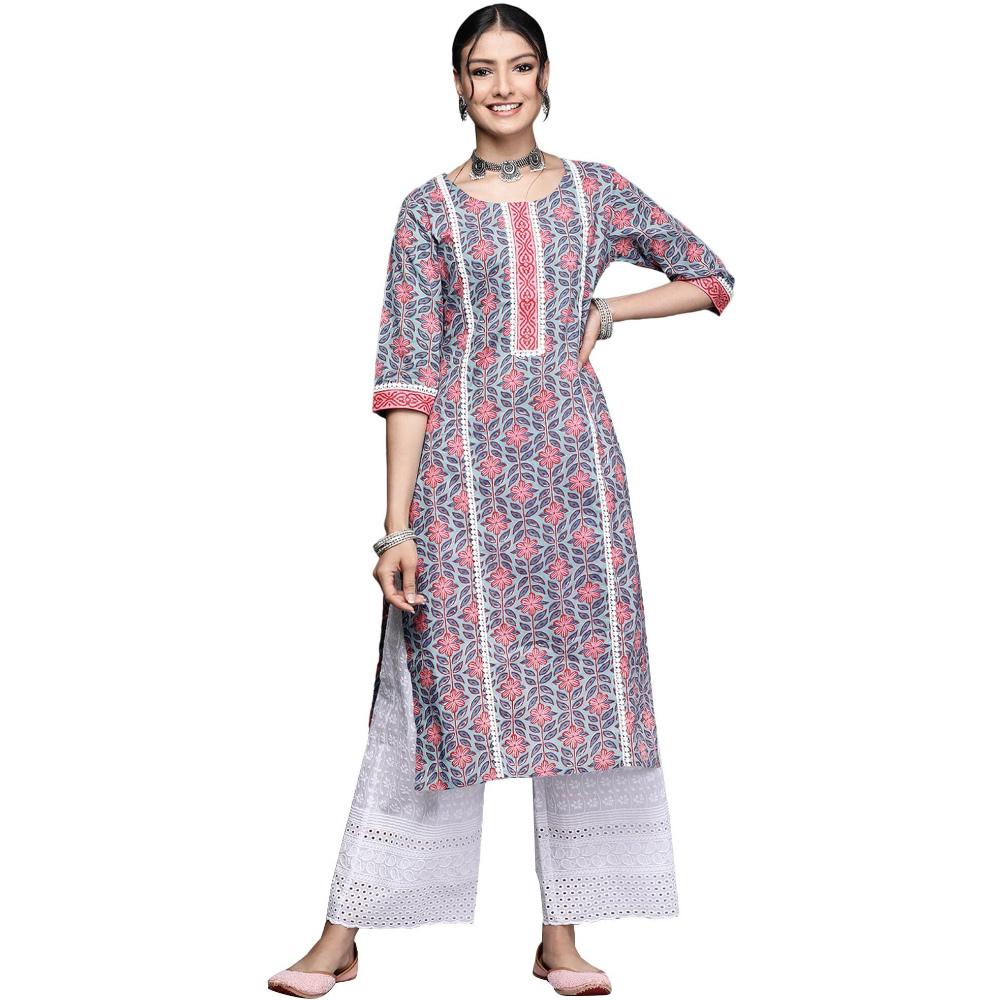 Libas Womens Printed Cotton Straight Kurta For Women