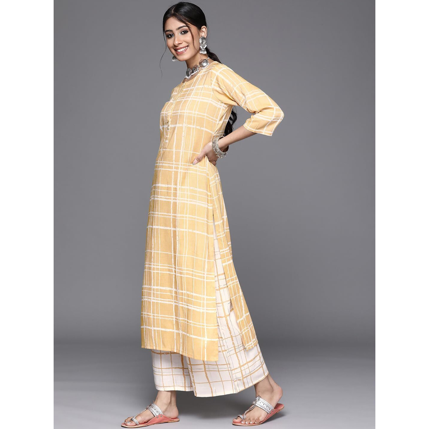 Libas Women's Rayon Blend Printed Straight Kurtas (23298O_Yellow