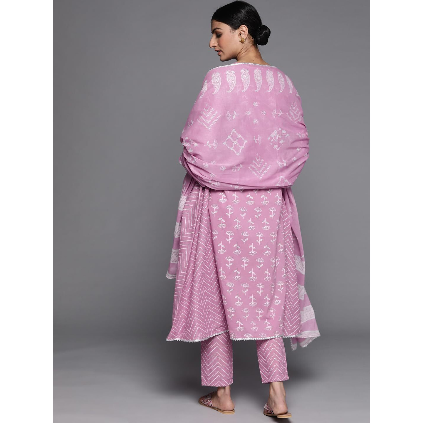 Libas Women's Cotton Printed Regular Fit Kurta Sets (33239O_Lavender