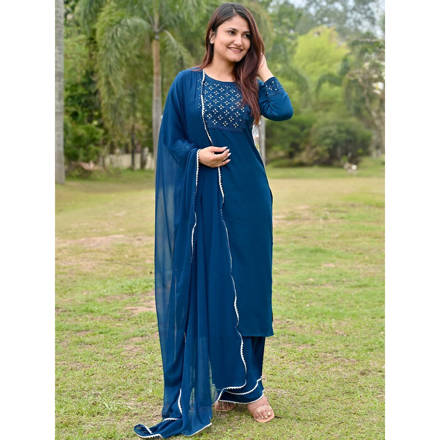 Libas Women's Rayon Kurta Sets (20425_Blue
