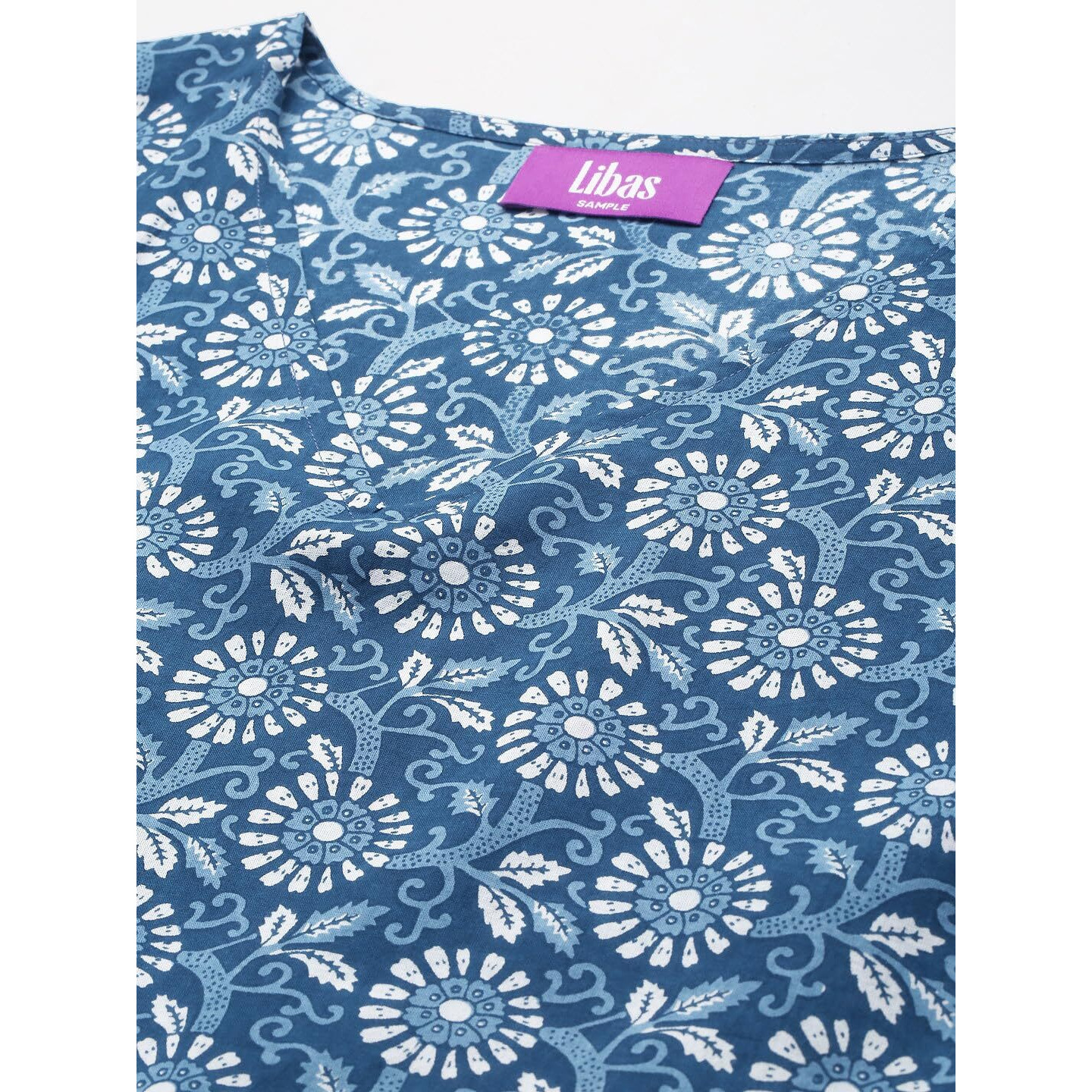 Libas Women Cotton Printed Kurta Set (50047_Blue, Medium