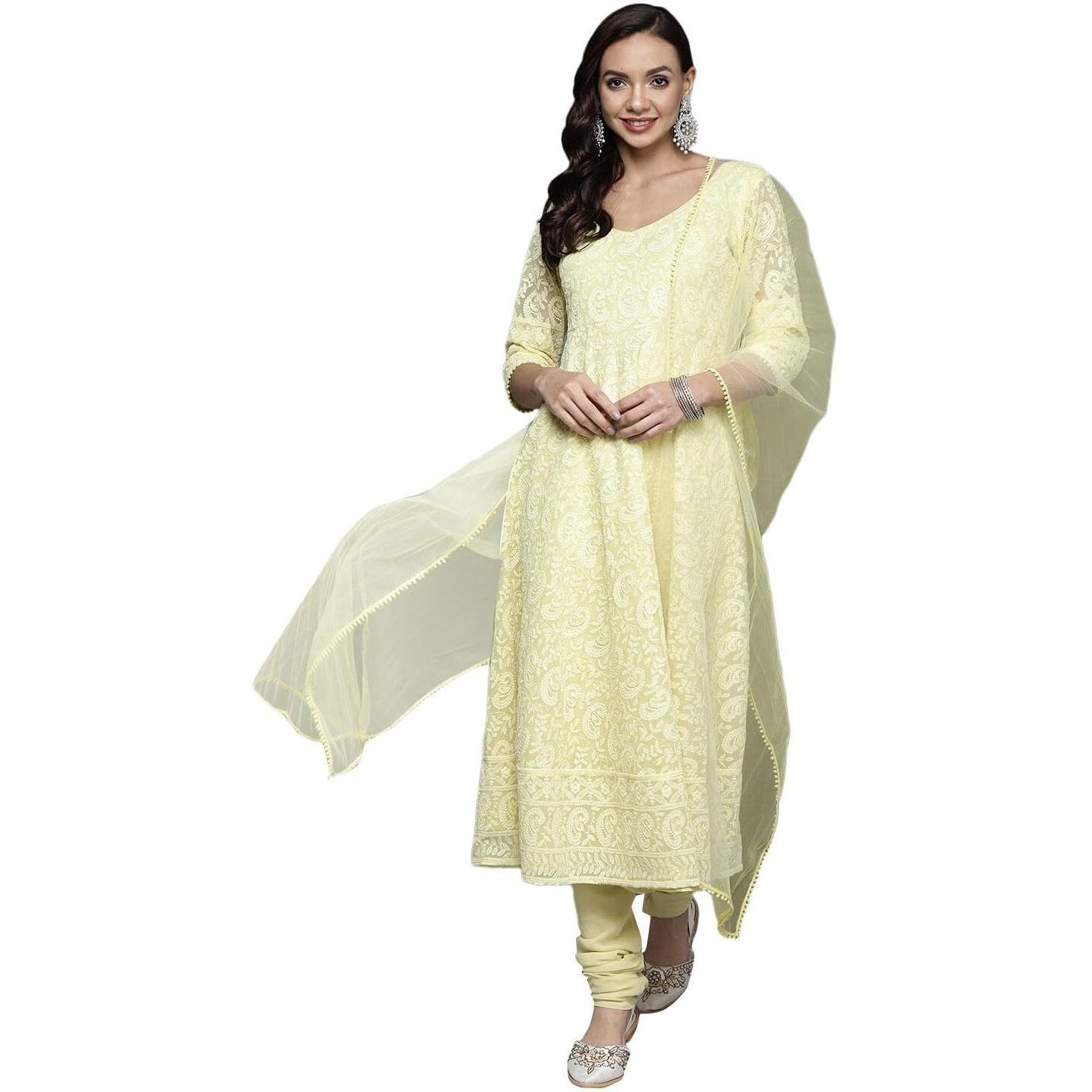 Libas Women's Poly Georgette Kurta Sets (33373O_Yellow