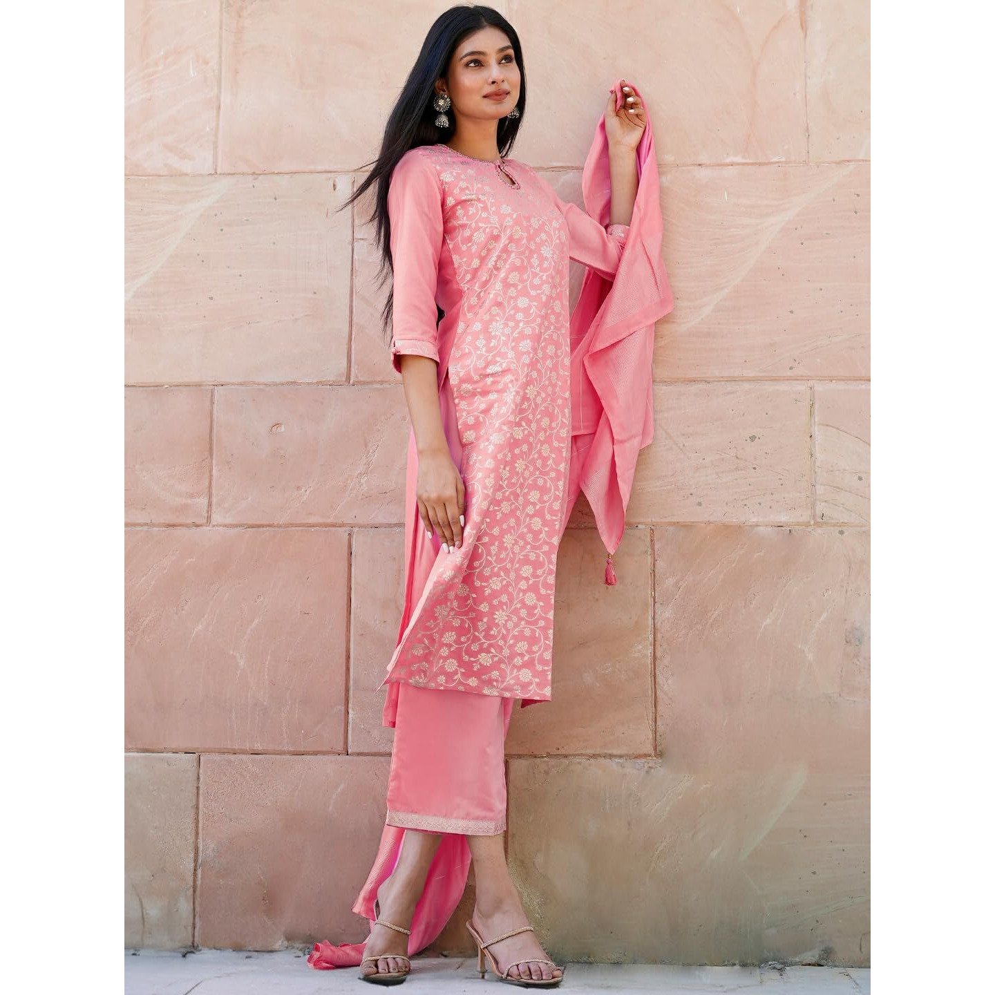 Libas Women's Silk Blend Kurta Sets (33348O_Pink