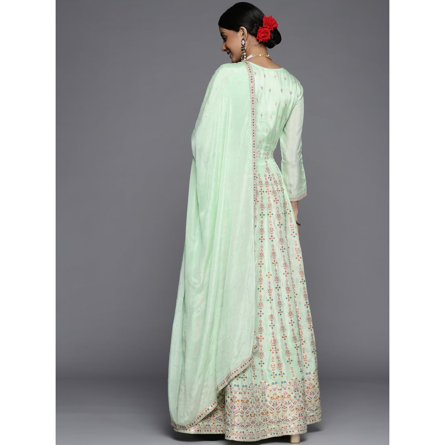 Libas Women's Silk Blend Kurta Set (33532O_Sea Green_S)