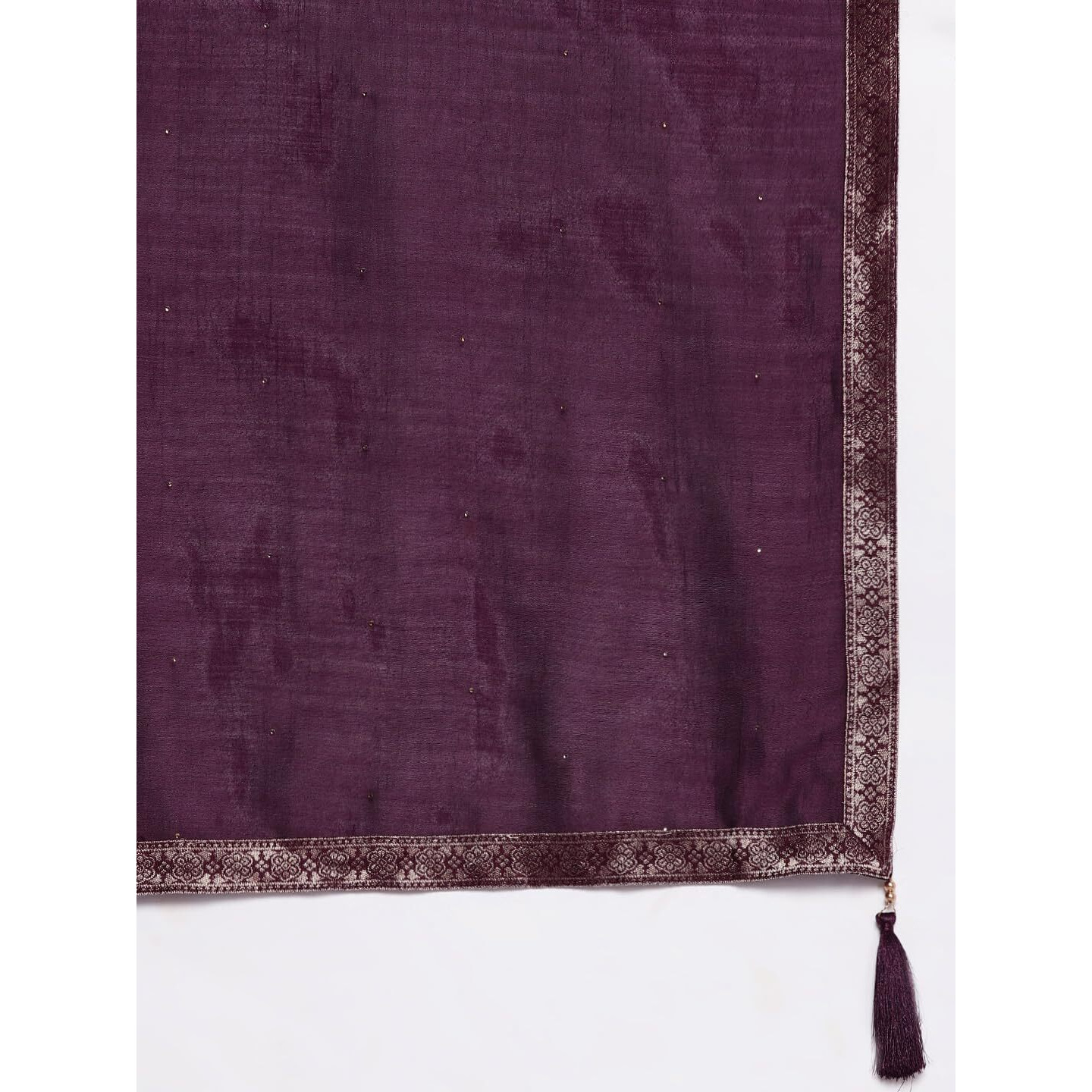 Libas Purple Yoke Design Silk Blend Anarkali Kurta With Churidar & Dupatta