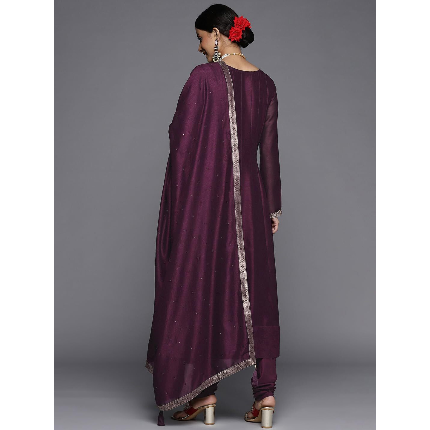 Libas Women's Silk Blend Kurta Sets (33458O_Purple