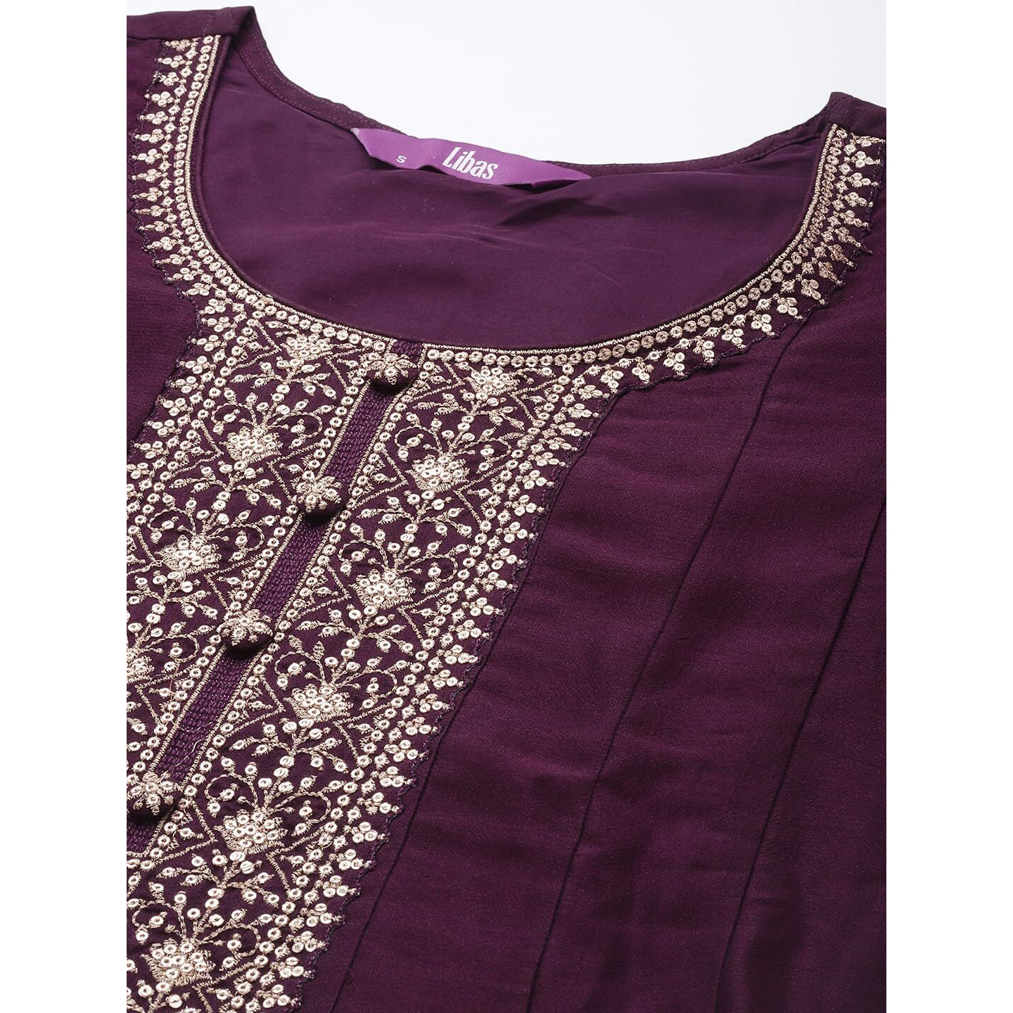 Libas Women's Silk Blend Kurta Sets (33458O_Purple