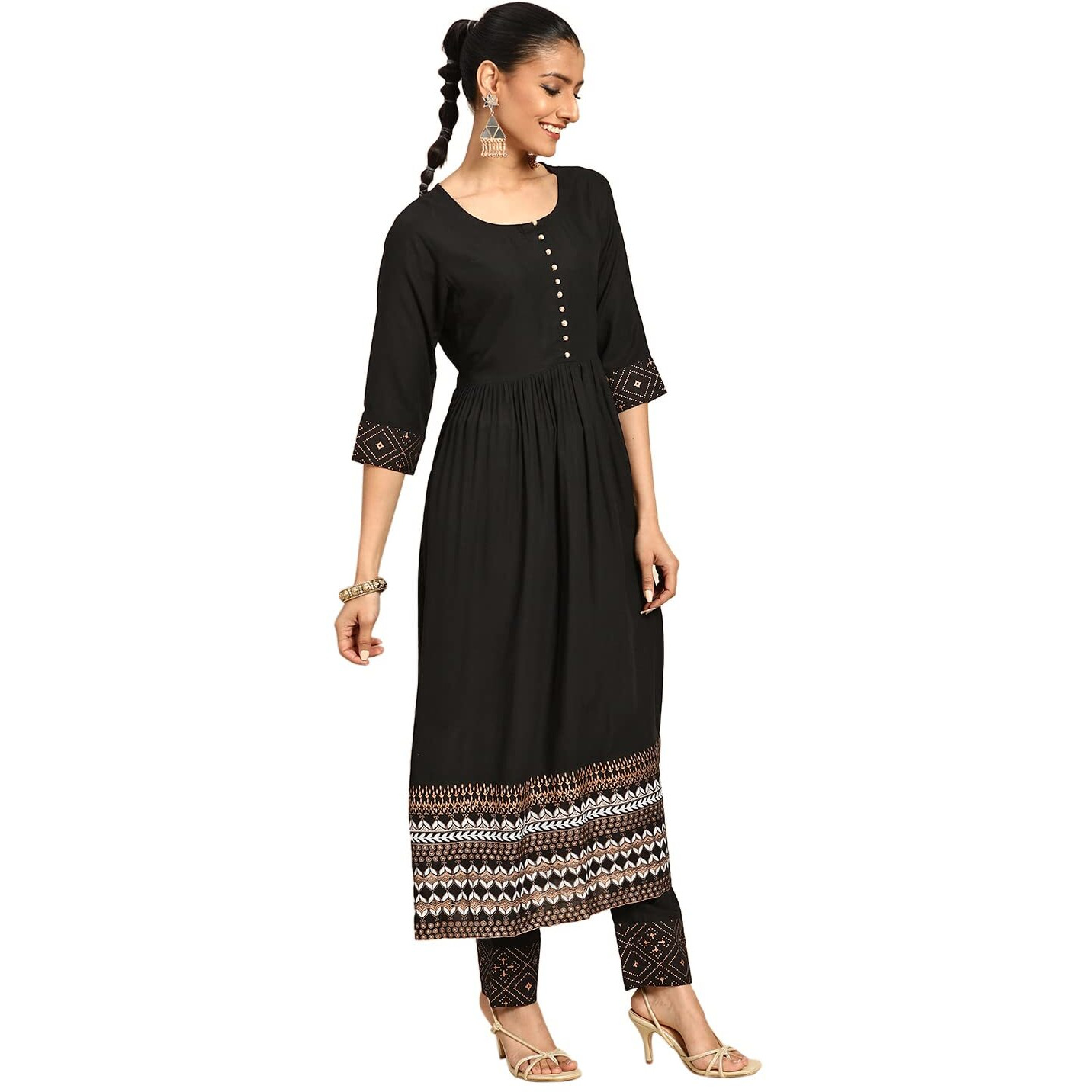 Gerua Women's Viscose Rayon Salwar Suit Set (Gs747_Black_2Xl)
