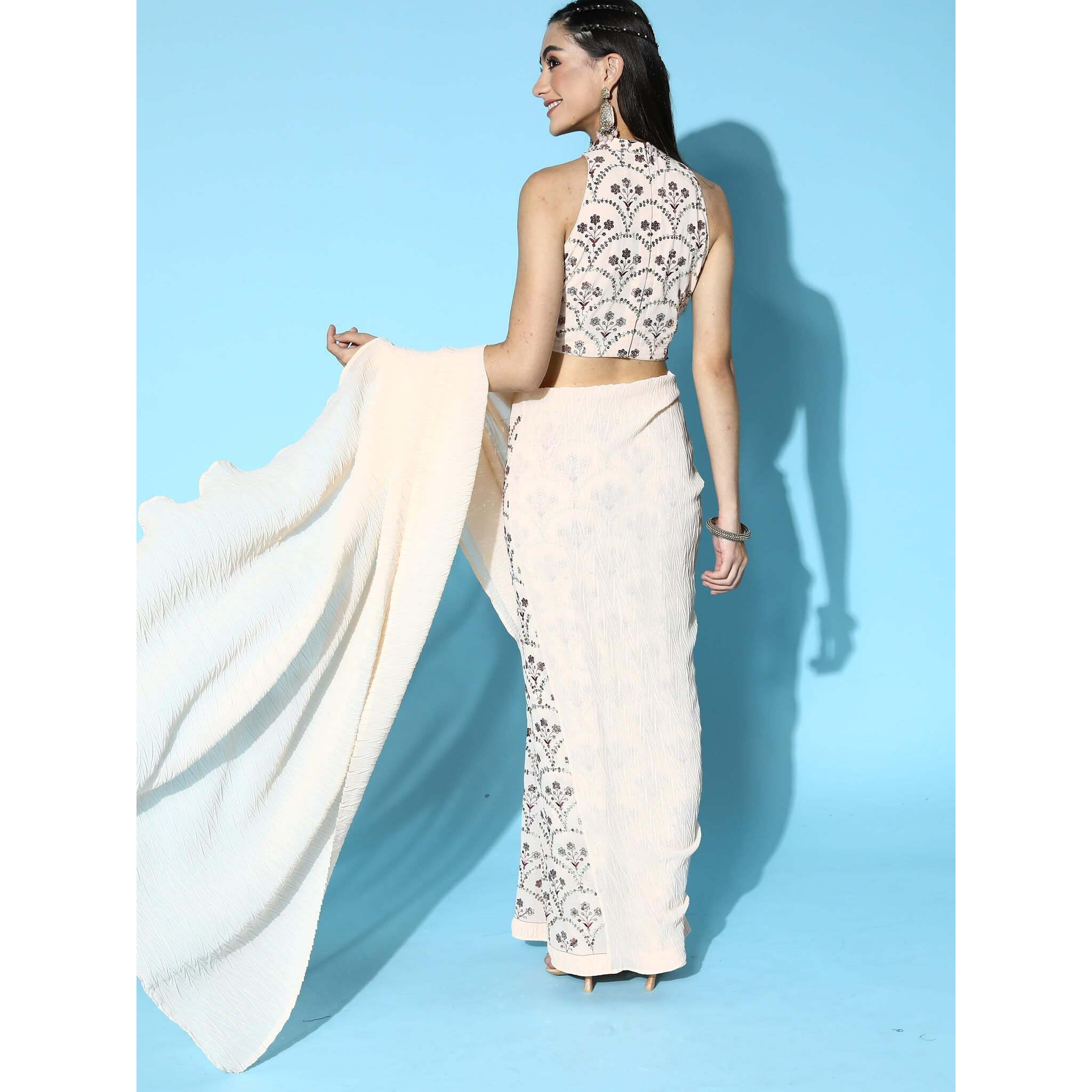 Libas Women's Georgette Saree (35002_Peach)