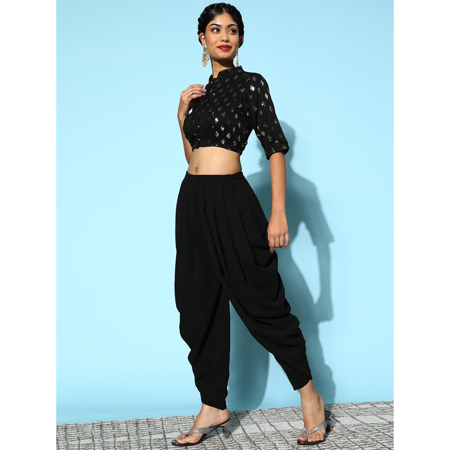 Libas Women's Pure Georgette Saree (34064O_Black)