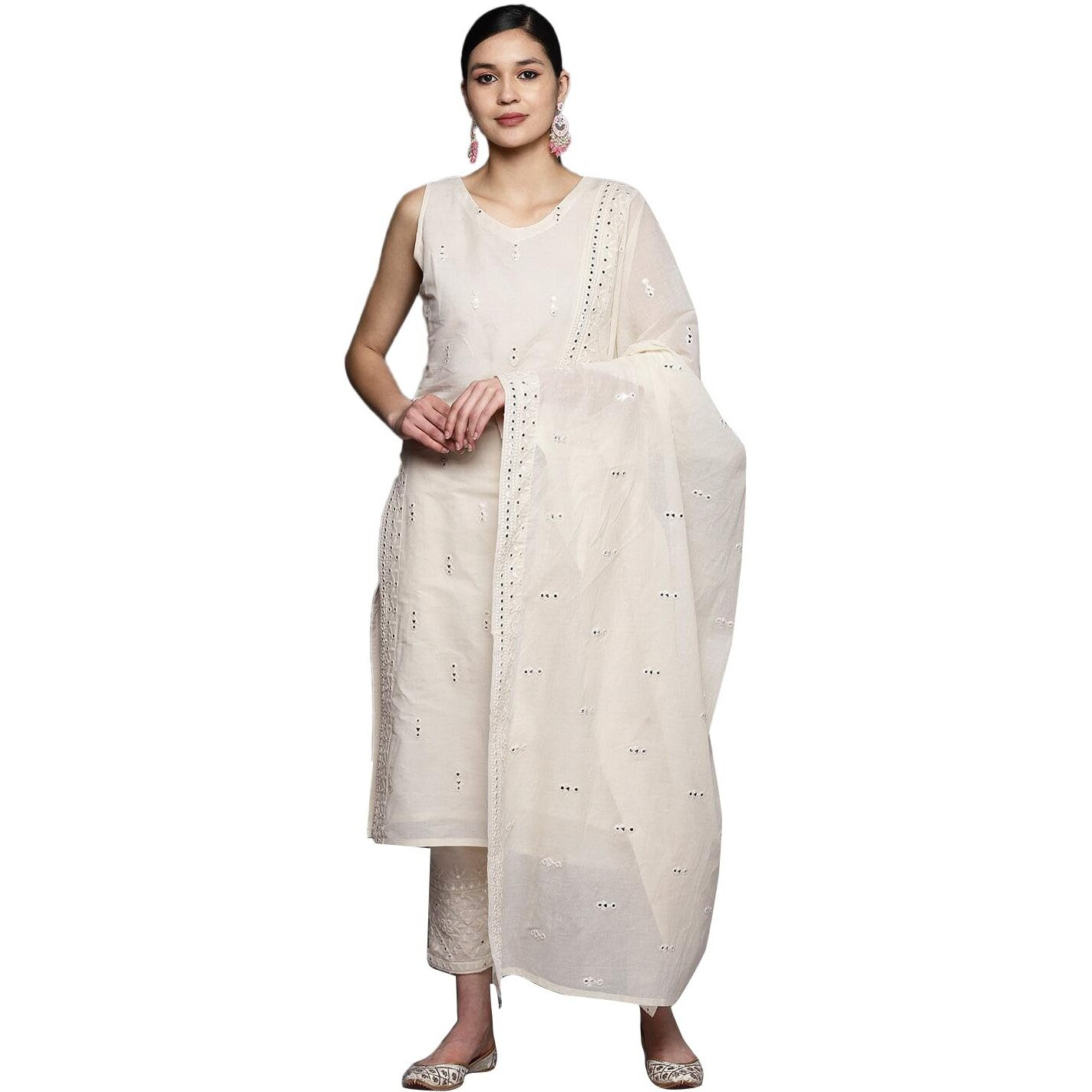 Libas Women's Pure Cotton Kurta Sets (34095O_Off White