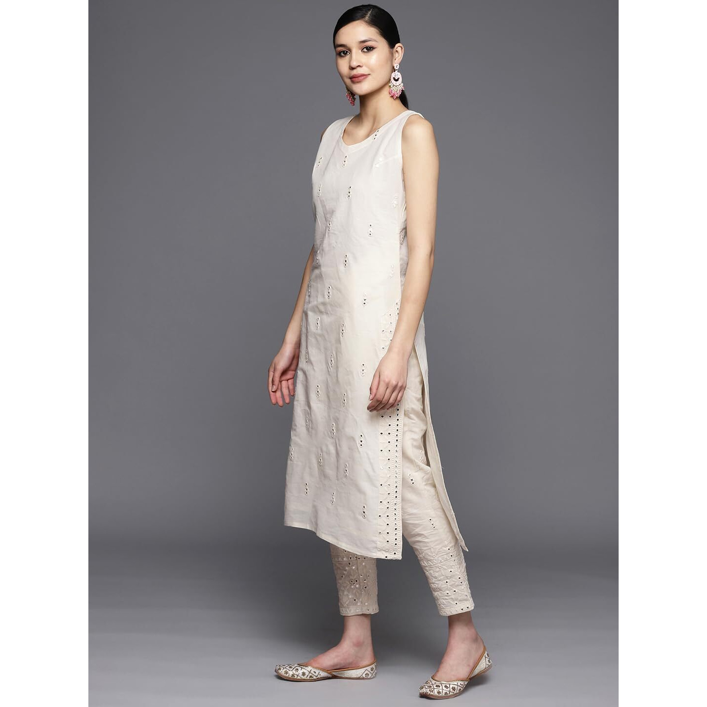 Libas Women's Pure Cotton Kurta Sets (34095O_Off White