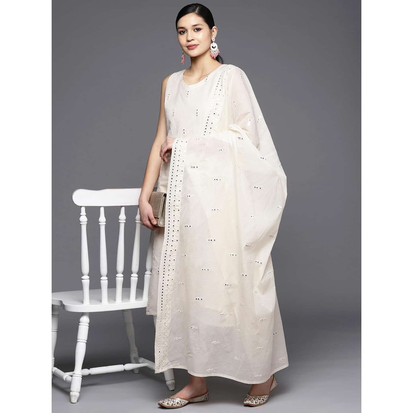 Libas Women's Pure Cotton Kurta Sets (34095O_Off White