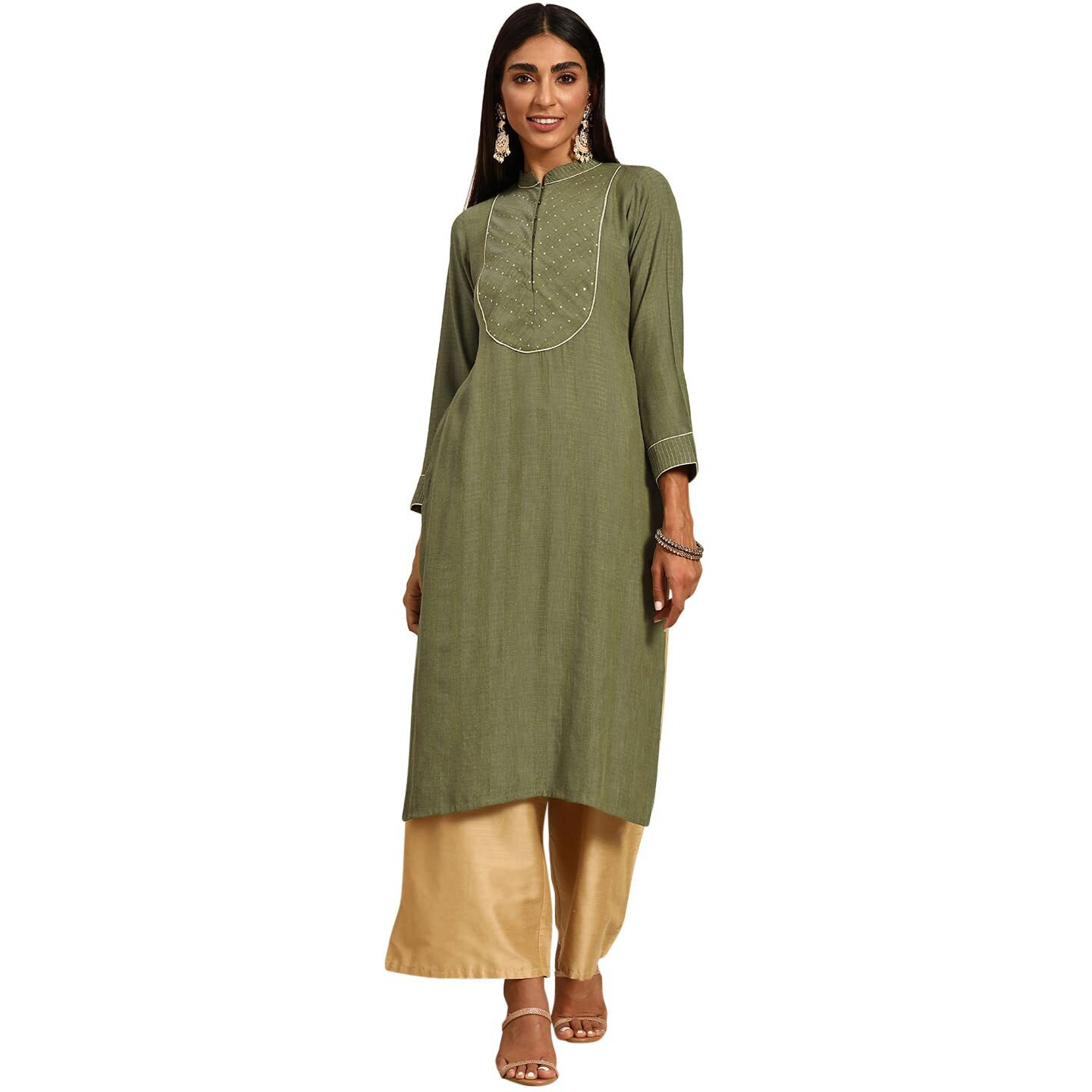 Libas Gerua Womens Self Design Viscose Straight Kurta For Women