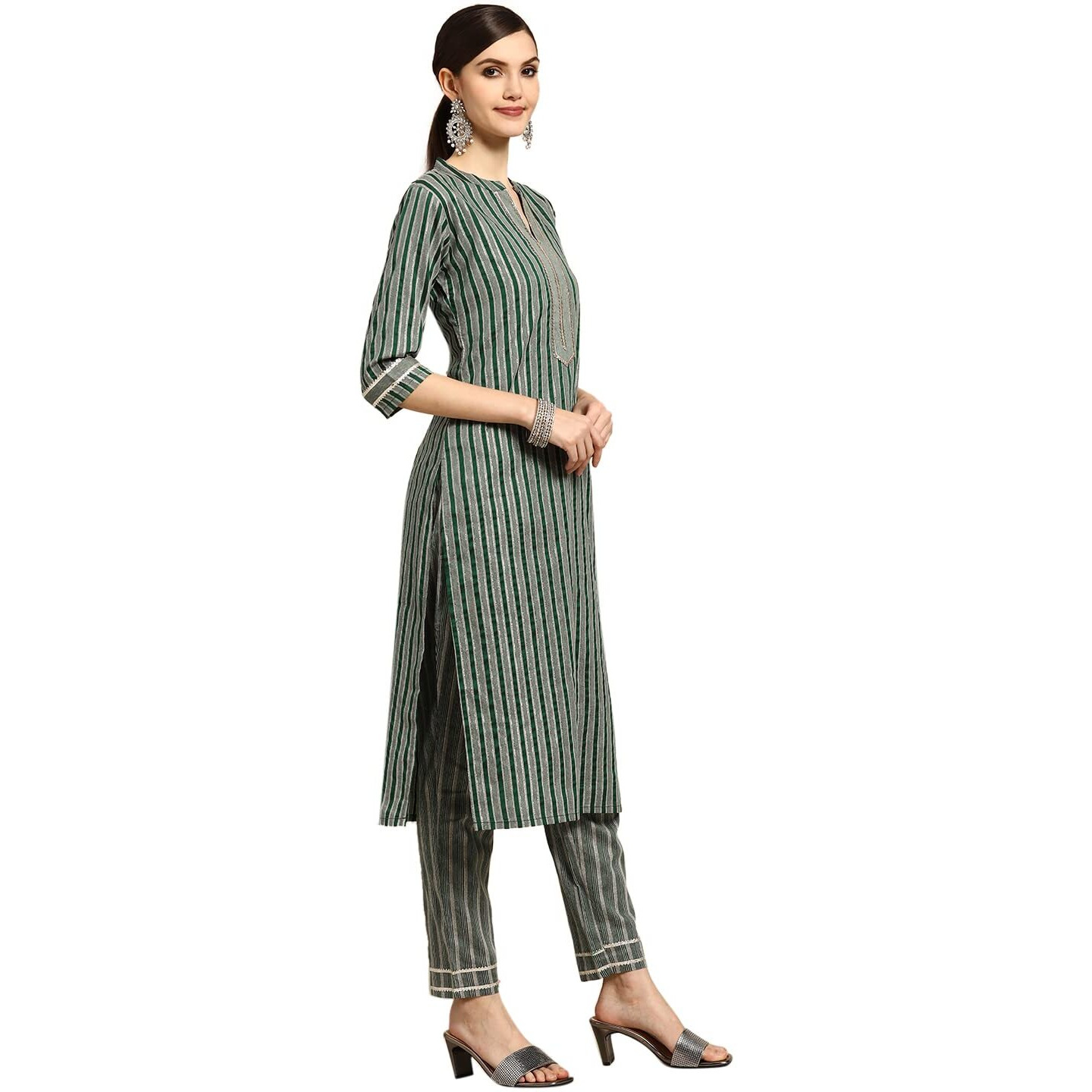 Libas Women's Cotton Blend Salwar Suit Set (Gs750_Green_S)