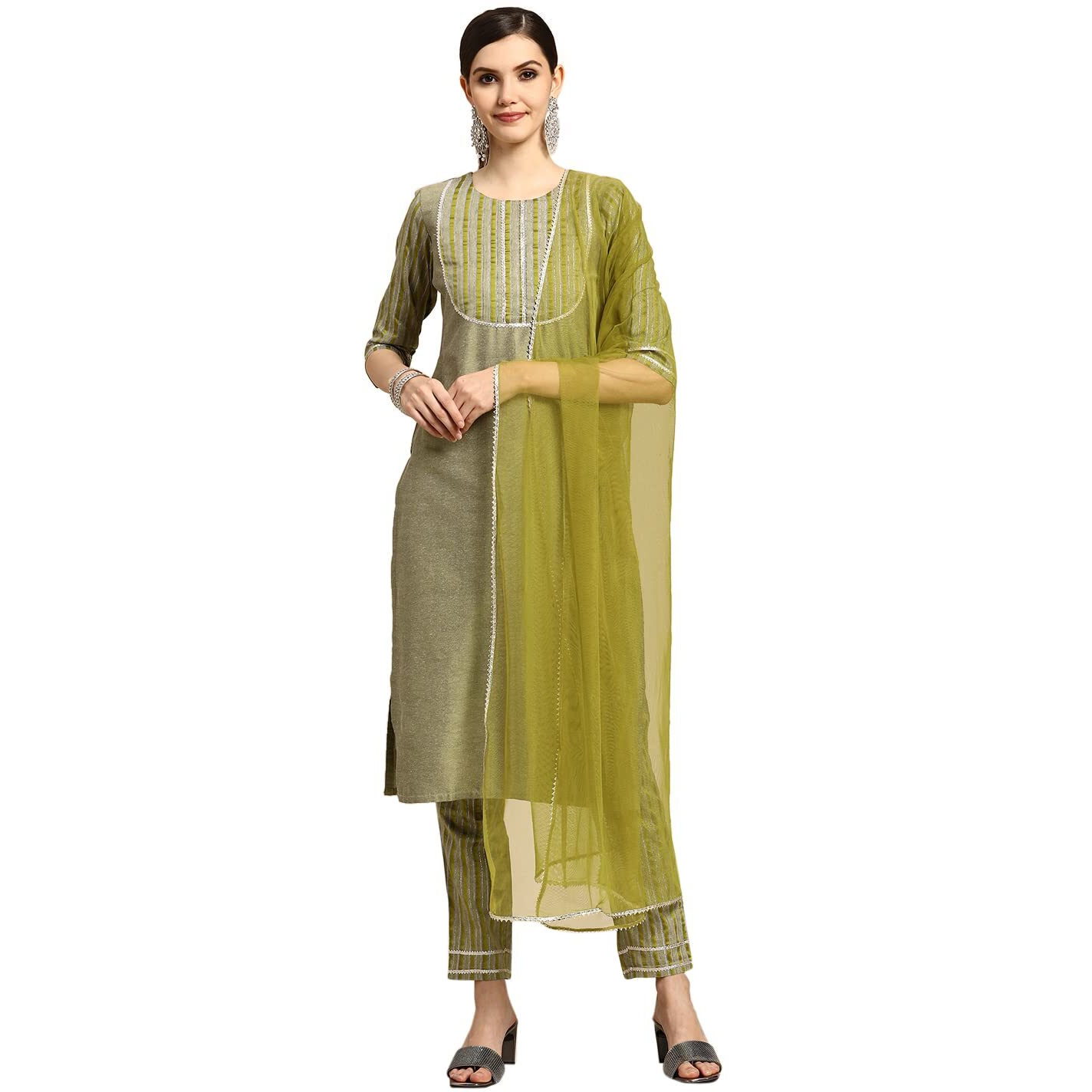 Libas Women's Cotton Salwar Suit Set (Gs775_Green_M)