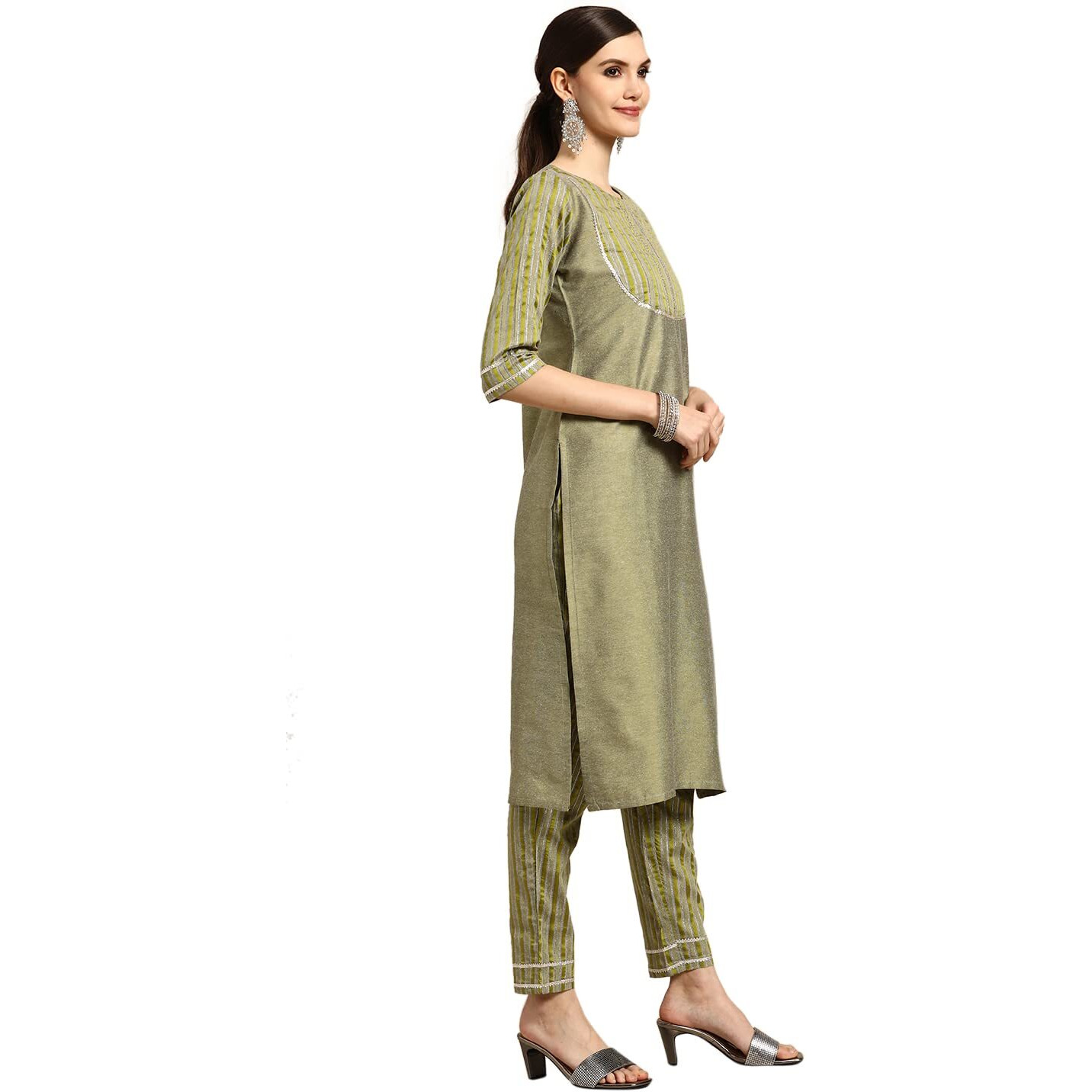 Libas Women's Cotton Salwar Suit Set (Gs775_Green_M)