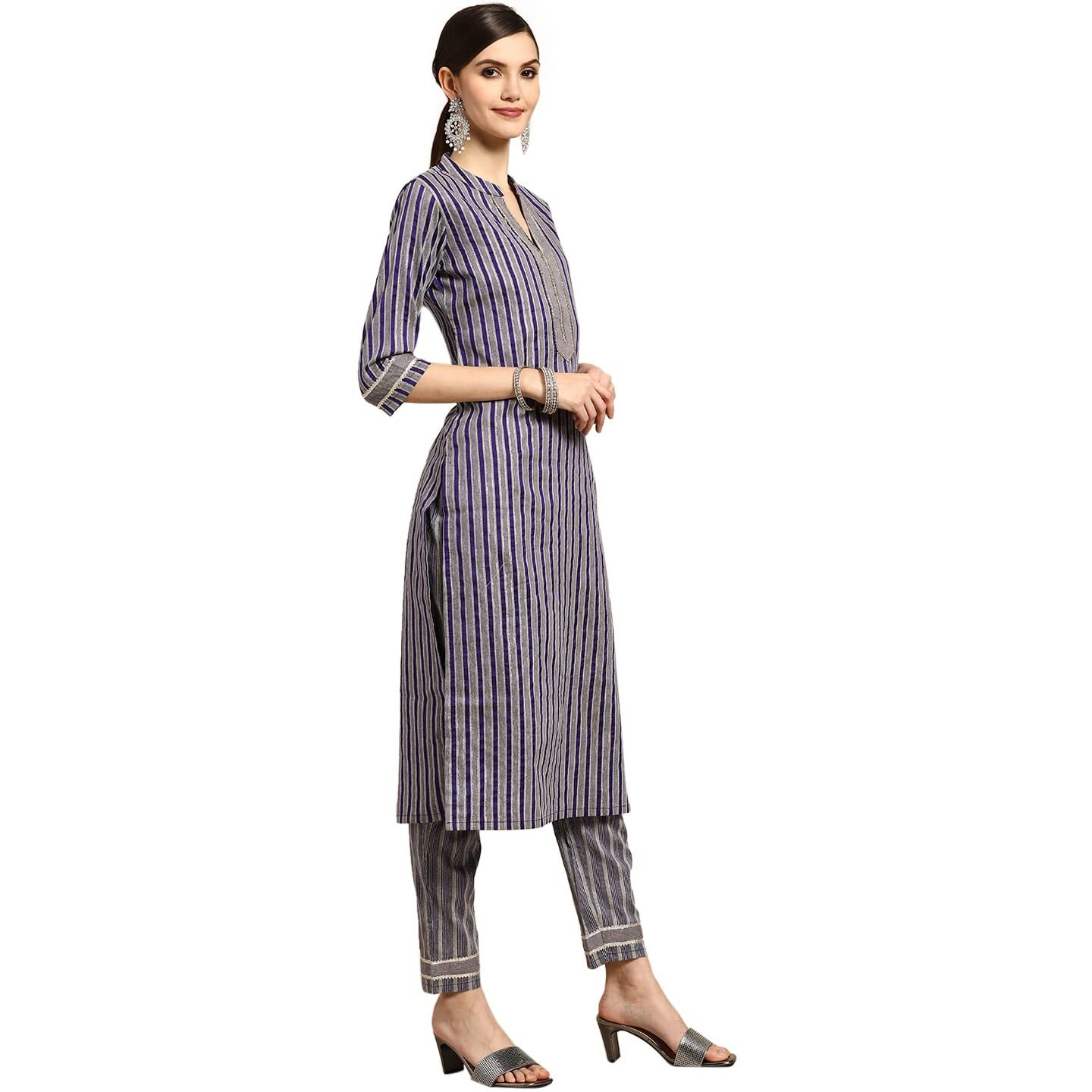 Libas Women's Cotton Blend Salwar Suit Set (Gs774_Purple_S)