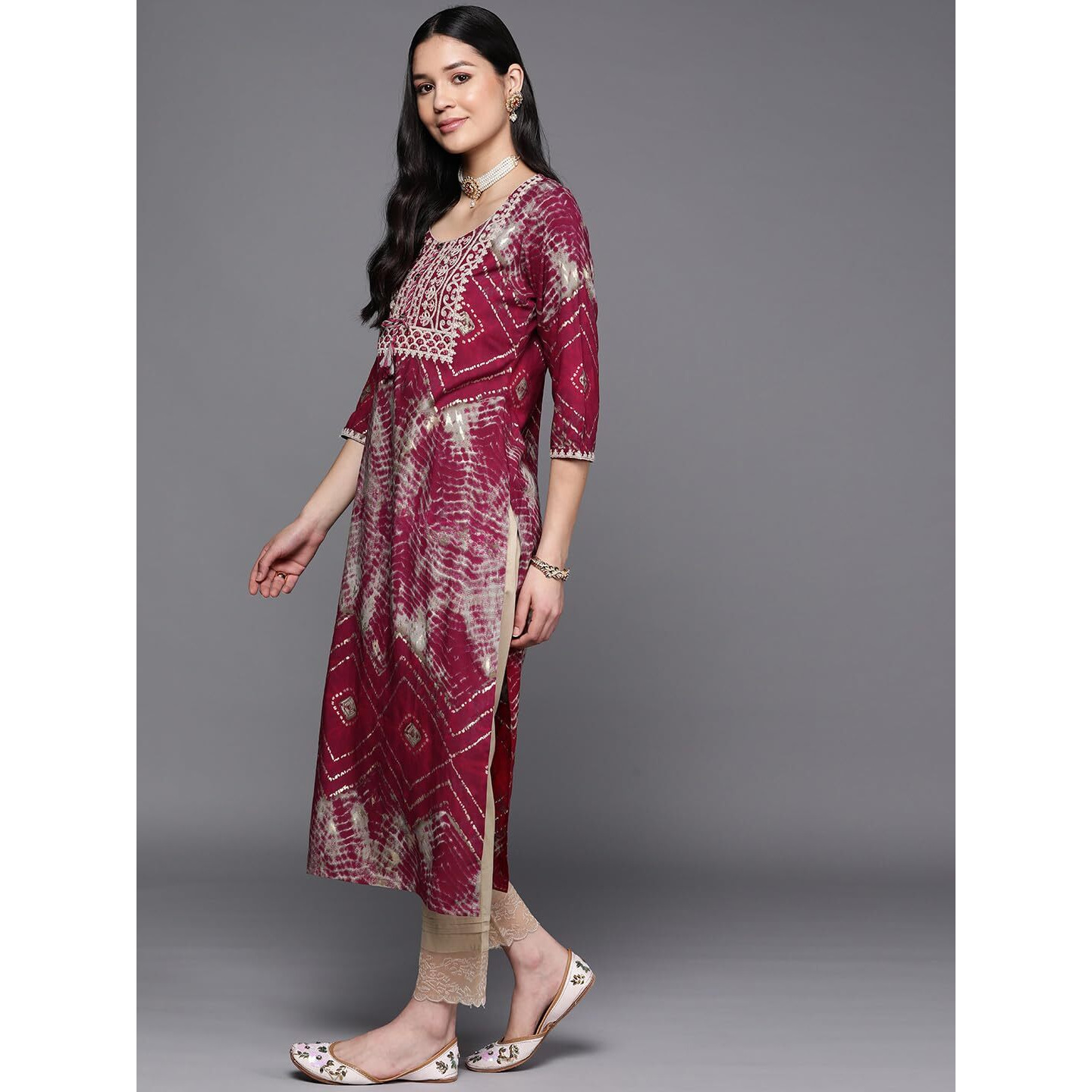 Libas Women's Viscose Rayon Yoke Design Straight Kurta (23747O_Magenta
