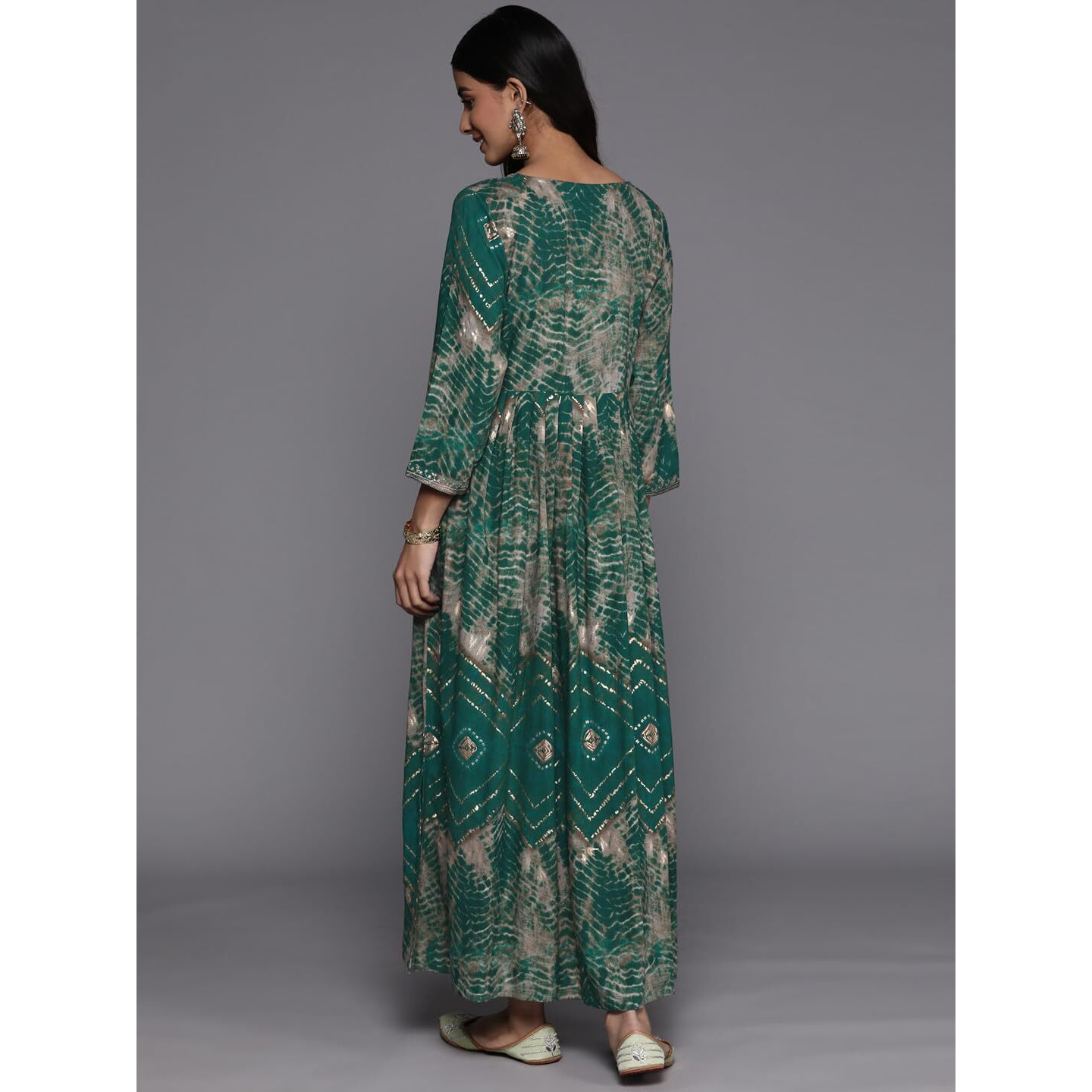 Libas Women's Viscose Rayon Fit And Flare Maxi Casual Dress (23738O_Green