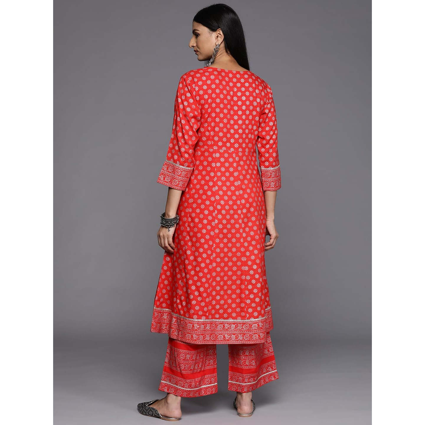 Libas Women's Rayon Blend Printed Straight Kurtas (26241_Red