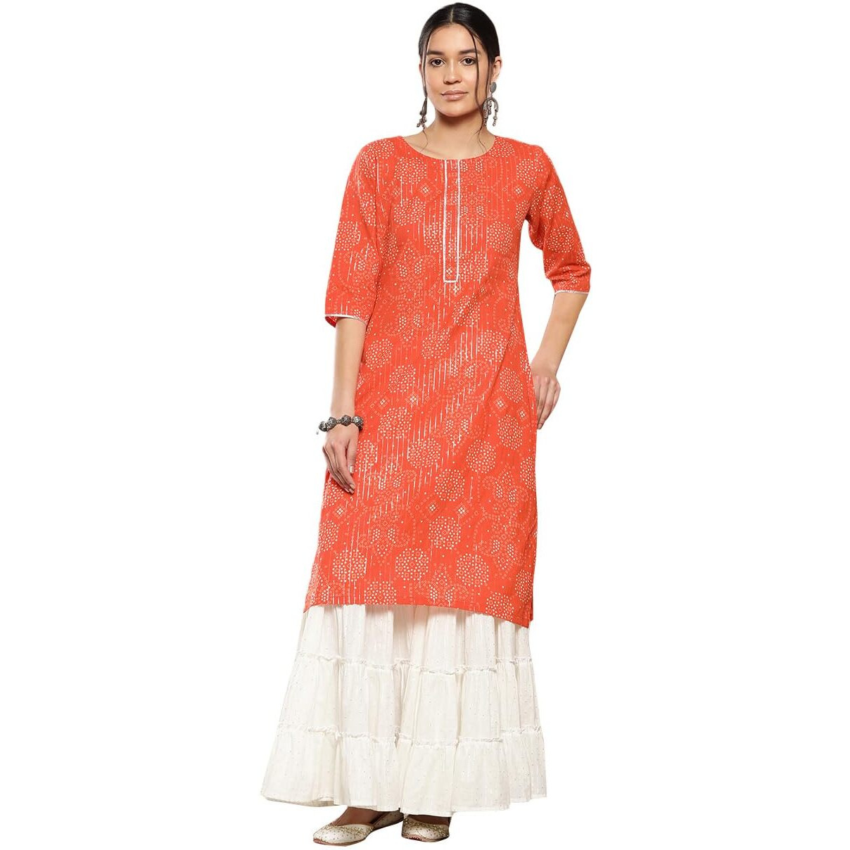 Libas Women's Cotton Regular Kurta (26196_Orange