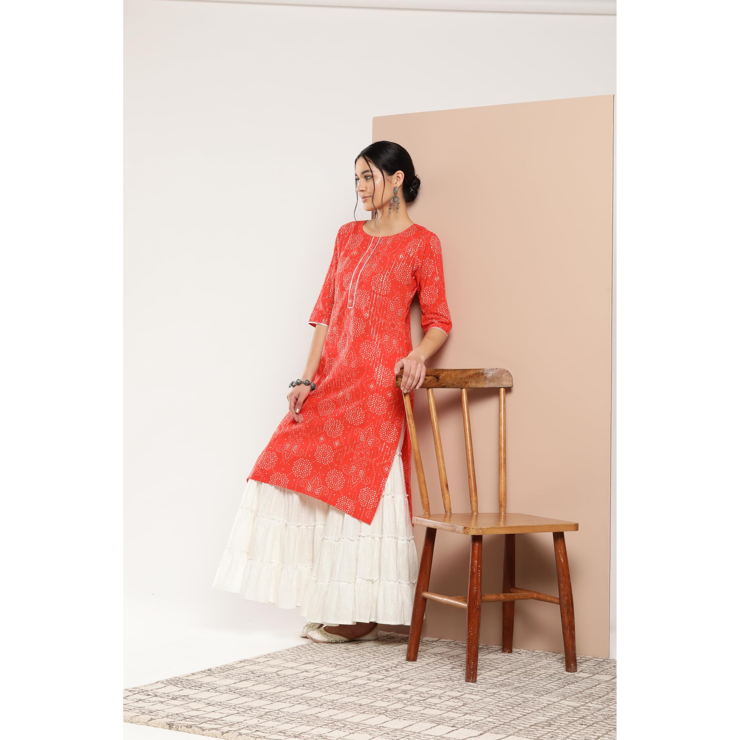 Libas Women's Cotton Regular Kurta (26196_Orange