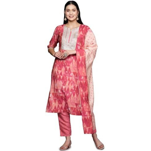 Libas Women's Silk Blend Kurta Sets (34274_Coral