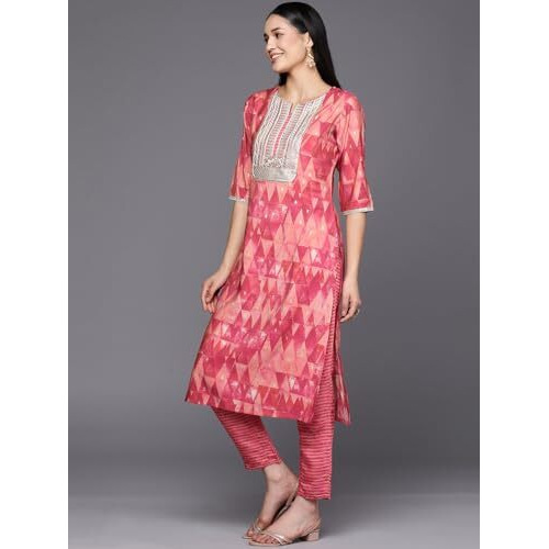 Libas Women's Silk Blend Kurta Sets (34274_Coral