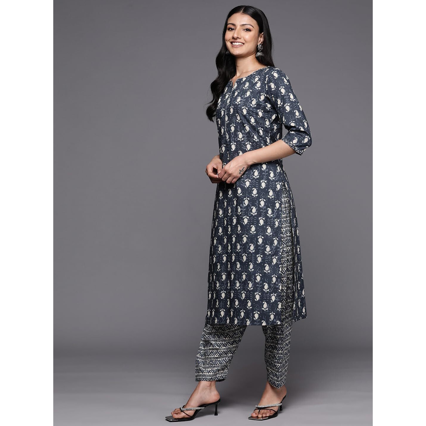 Libas Women's Pure Cotton Kurta Sets (34242_Grey