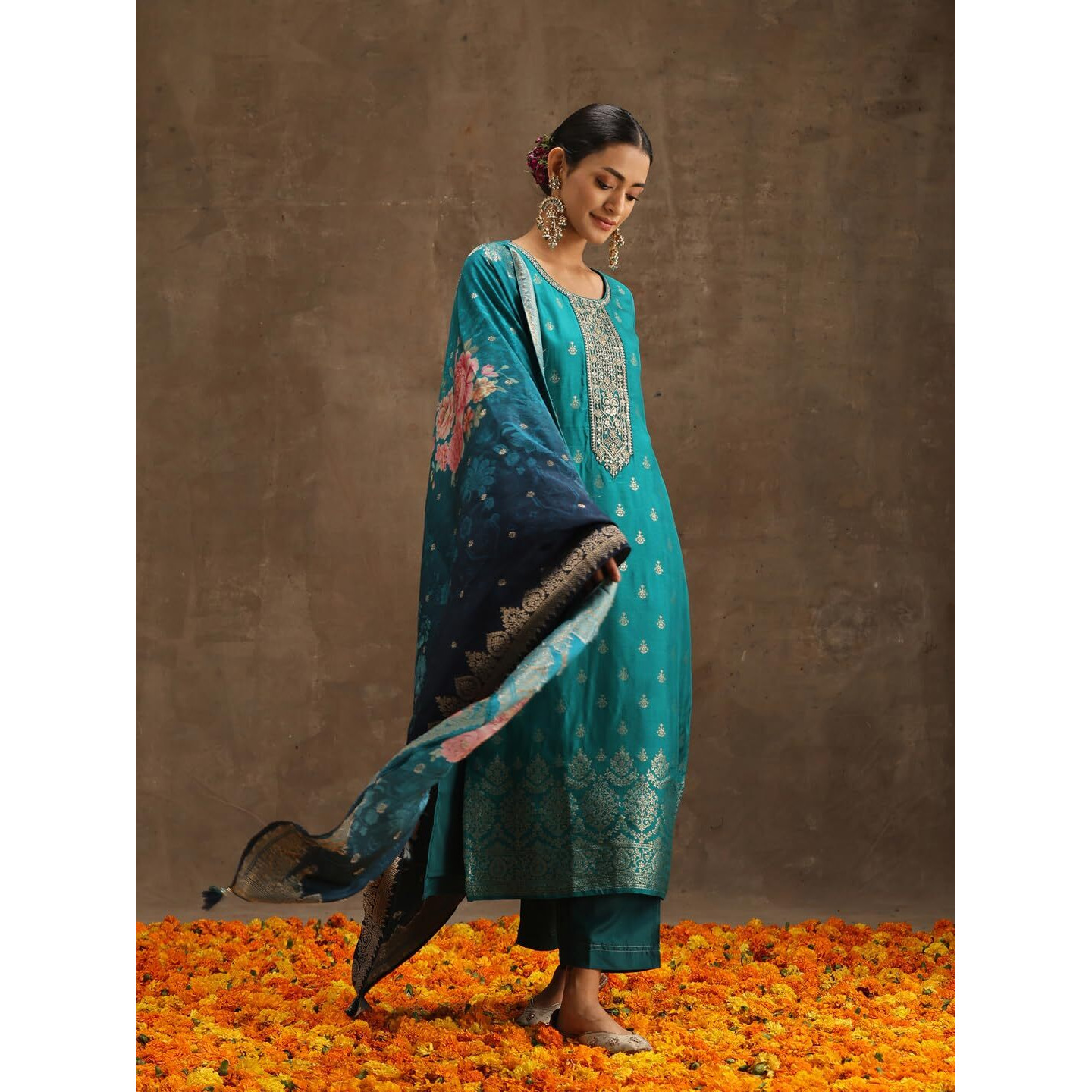 Libas Women's Silk Kurta Sets (38037O_Green