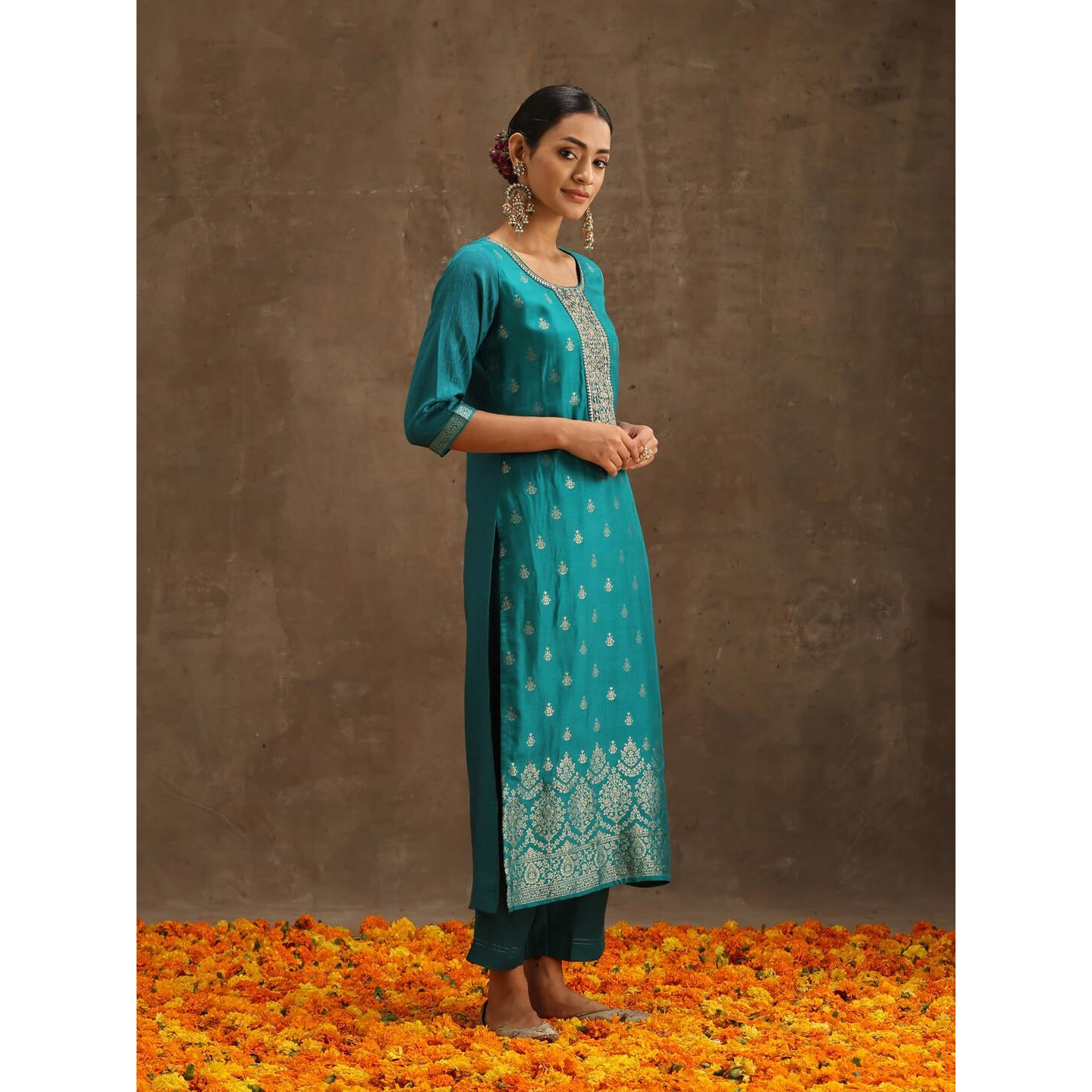 Libas Women's Silk Kurta Sets (38037O_Green