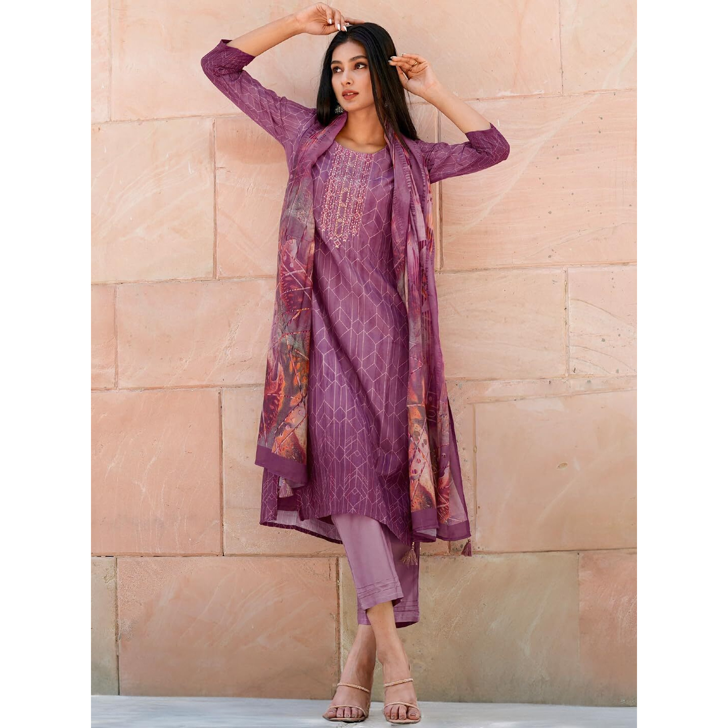 Libas Women's Silk Blend Kurta Sets (38022O_Purple