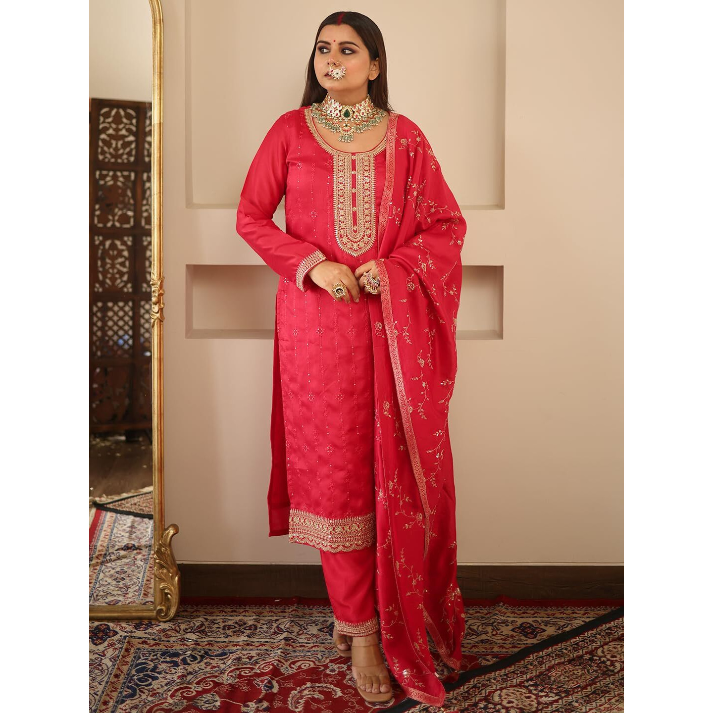 Libas Women's Silk Blend Kurta Sets (38091O_Pink