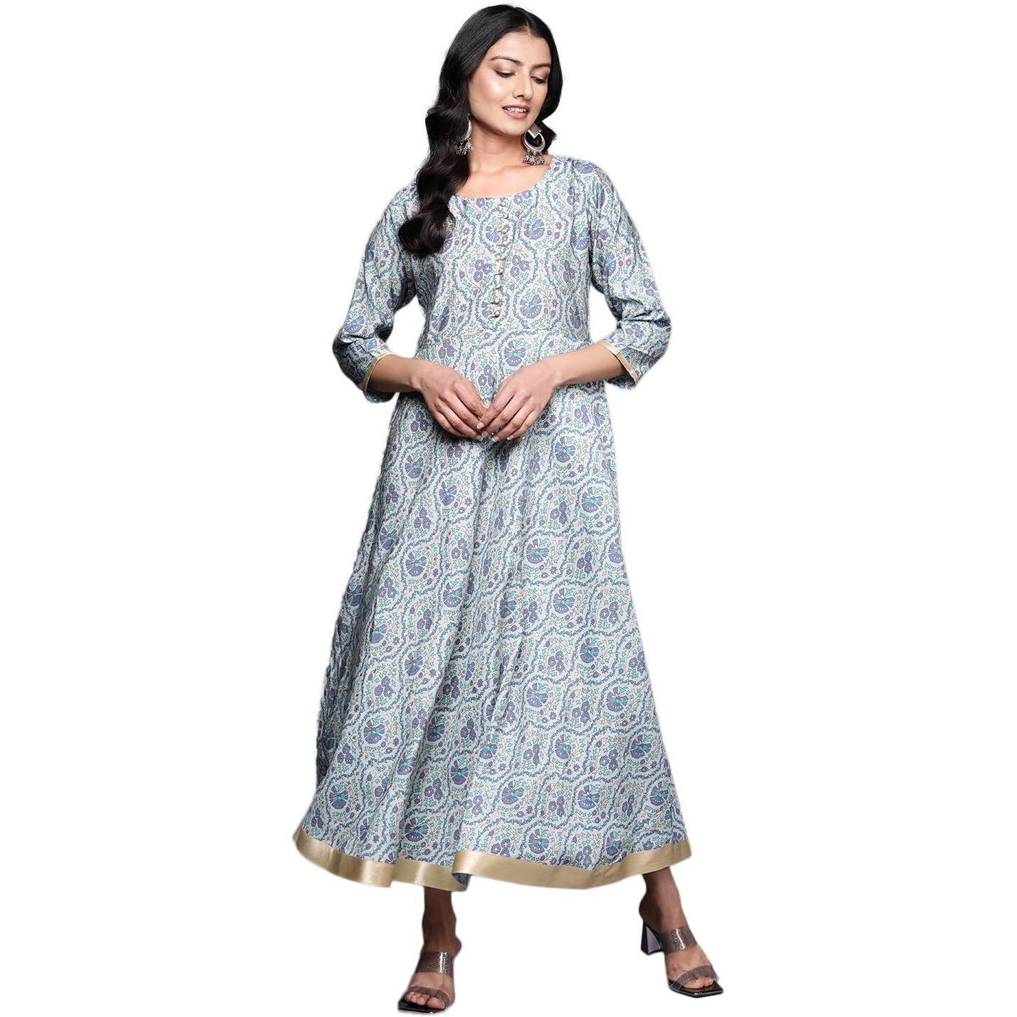 Libas Women's Silk Printed Dress (26412_Grey