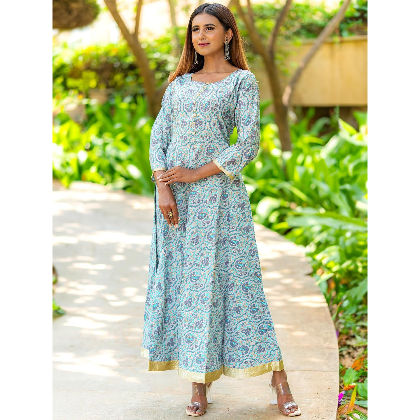 Libas Women's Silk Printed Dress (26412_Grey