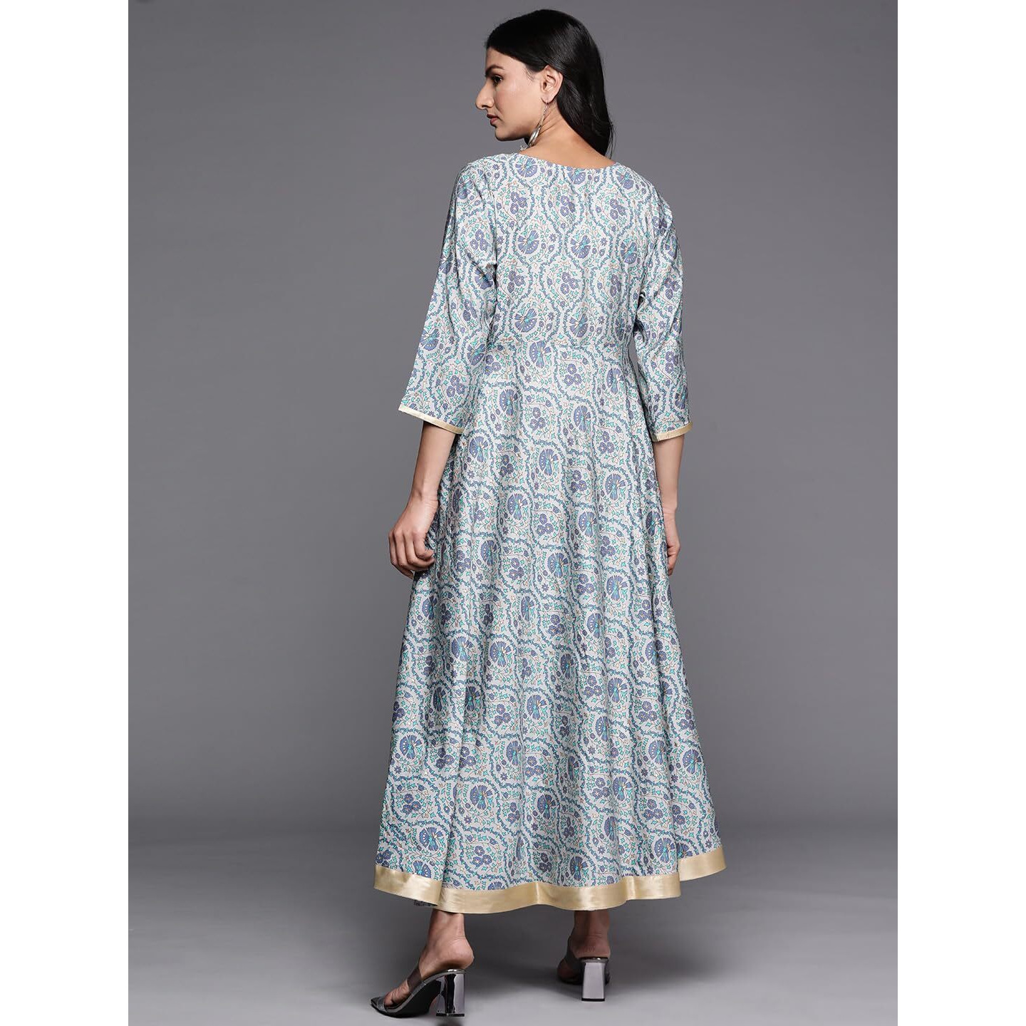 Libas Women's Silk Printed Dress (26412_Grey