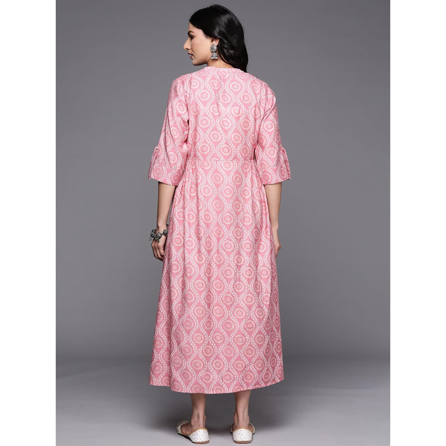 Libas Women's Silk Fit And Flare Maxi Dress (26410_Pink