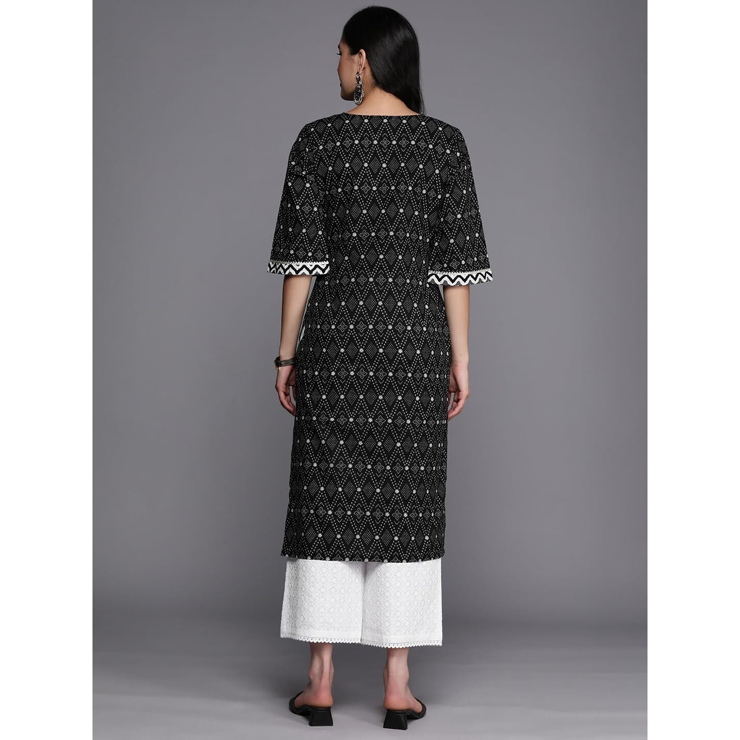 Libas Women's Cotton Yoke Design Straight Kurta (26186_Black