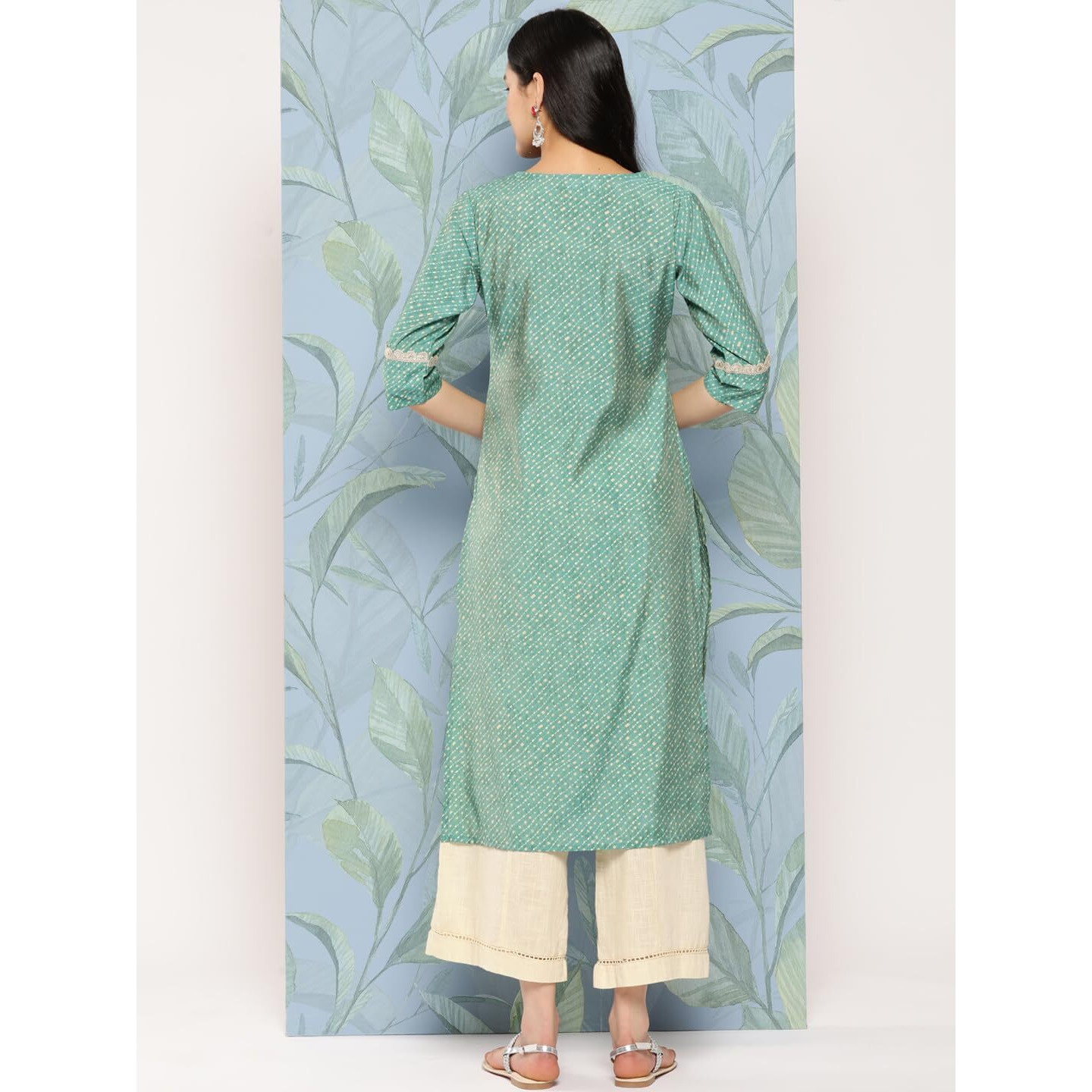 Libas Women's Silk Printed Straight Kurtas (26245_Blue