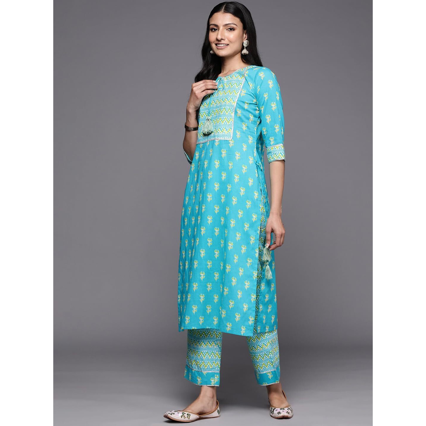 Libas Women's Cotton Kurta Sets (34182_Blue