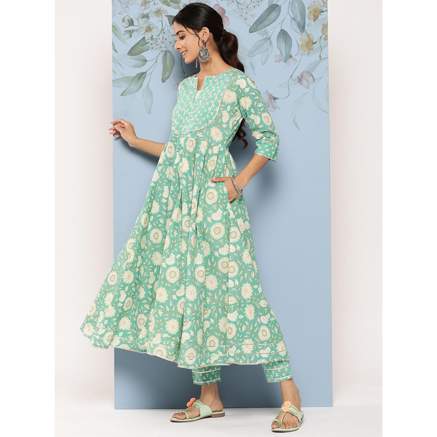 Libas Women's Pure Cotton Kurta Sets (34234_Green_Xs)