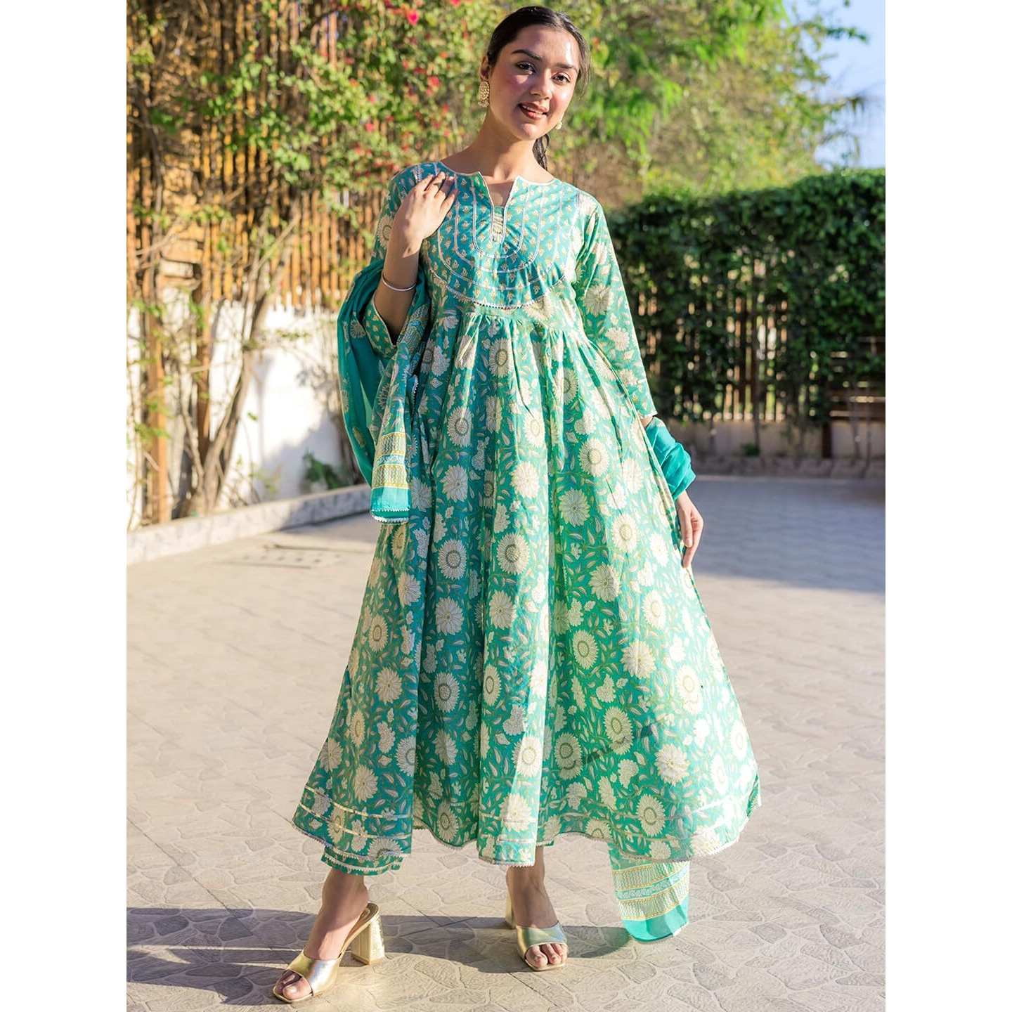 Libas Women's Pure Cotton Kurta Sets (34234_Green_Xs)