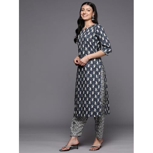 Libas Women's Pure Cotton Kurta Sets (34242_Grey