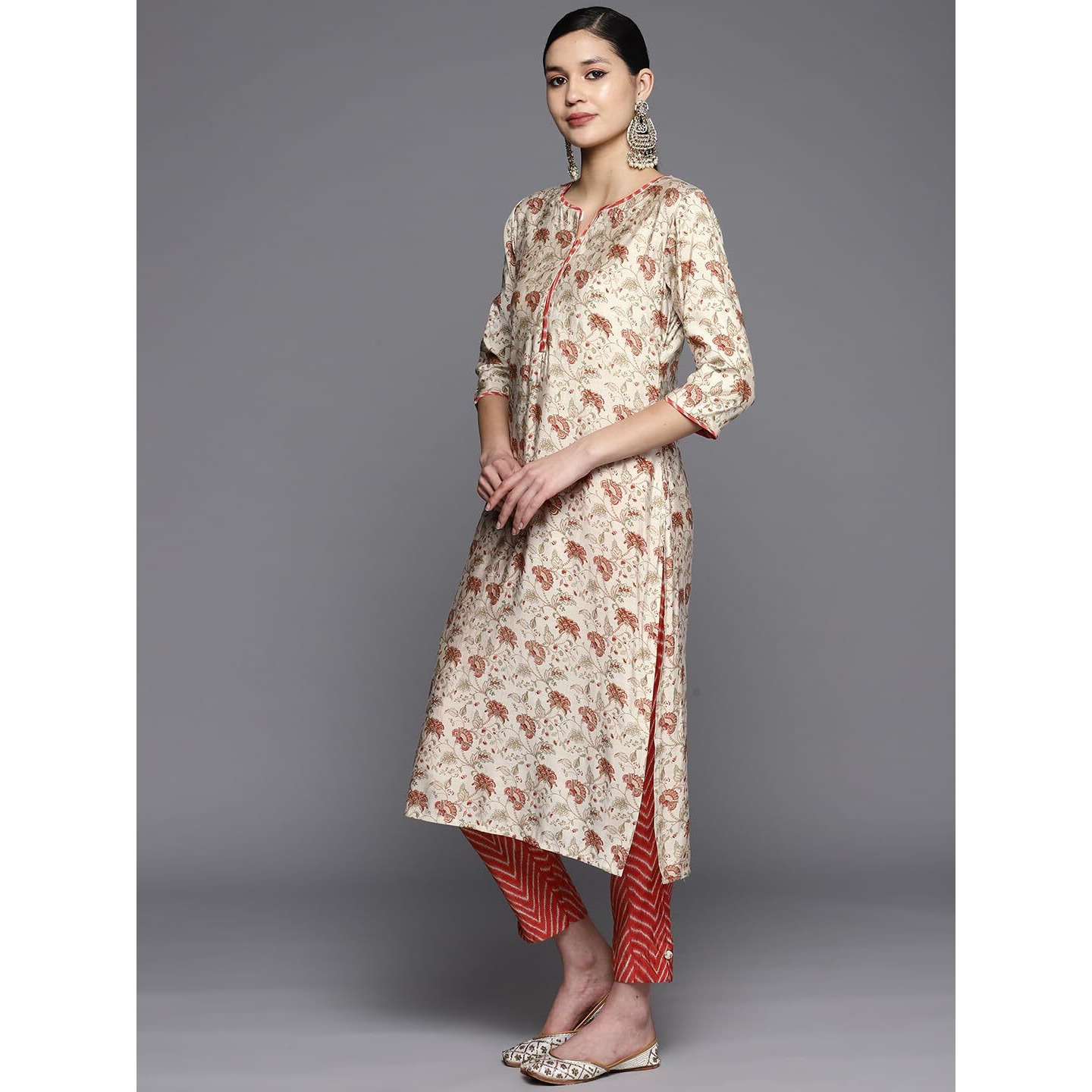 Libas Women's Silk Blend Kurta Sets (34320_Coral